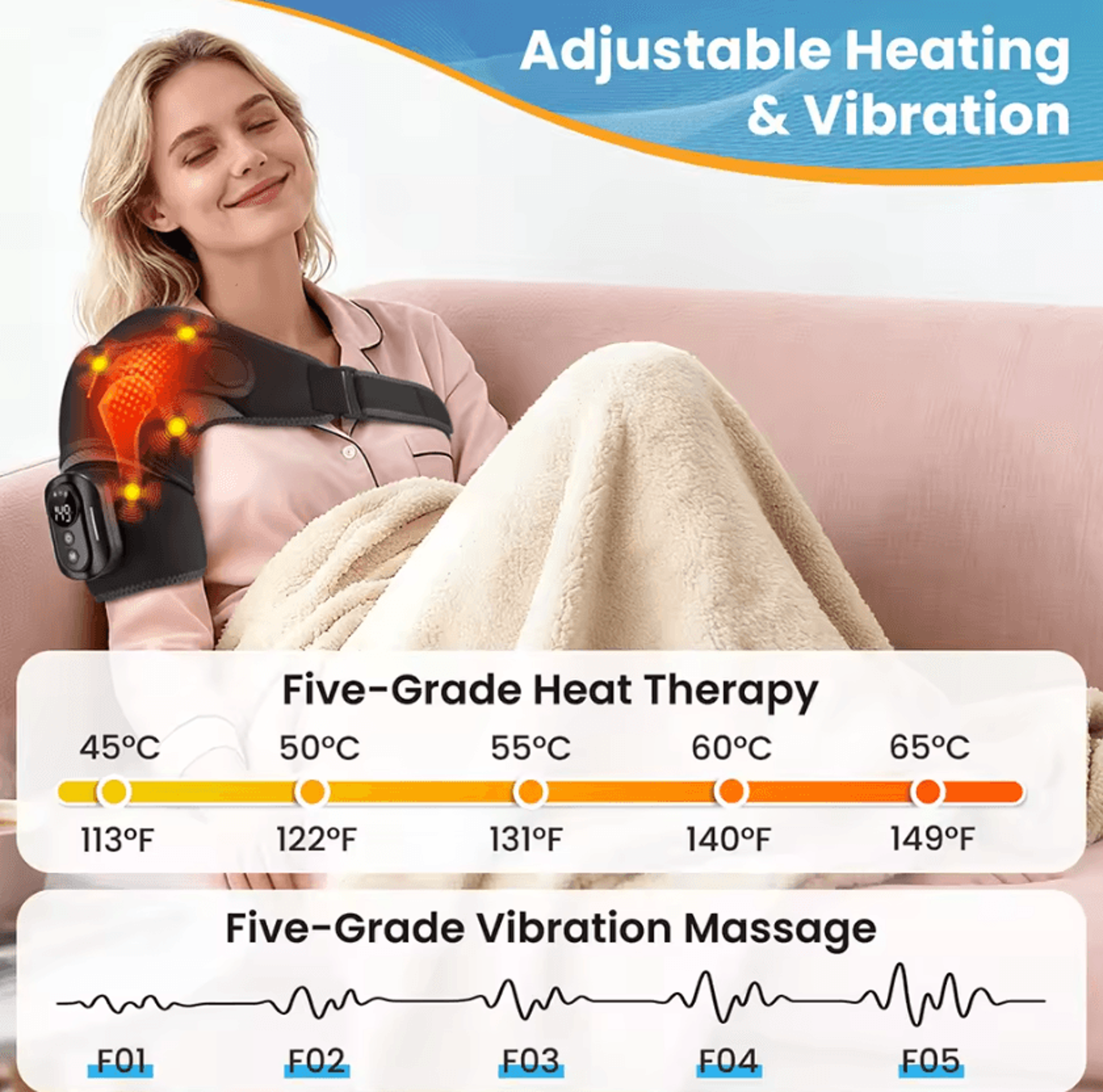 Cordless Shoulder Massager With Heat  Vibration  Heated Shoulder Wrap With Remote Control 1