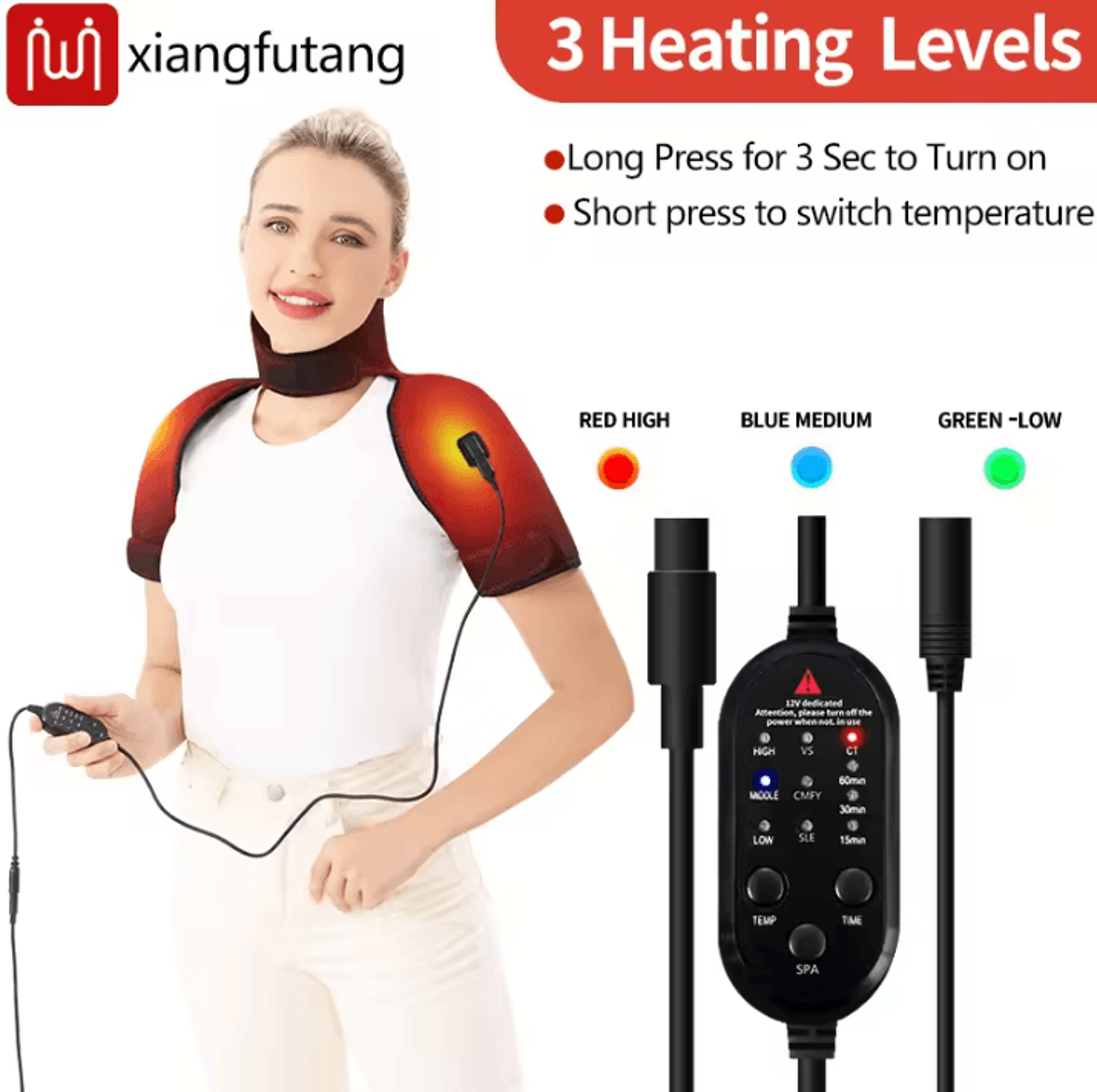 Shoulder  Neck Heating Pad  Electric Heated Neck Wrap With 3 Heat Levels For Soothing Warmth  Every 2