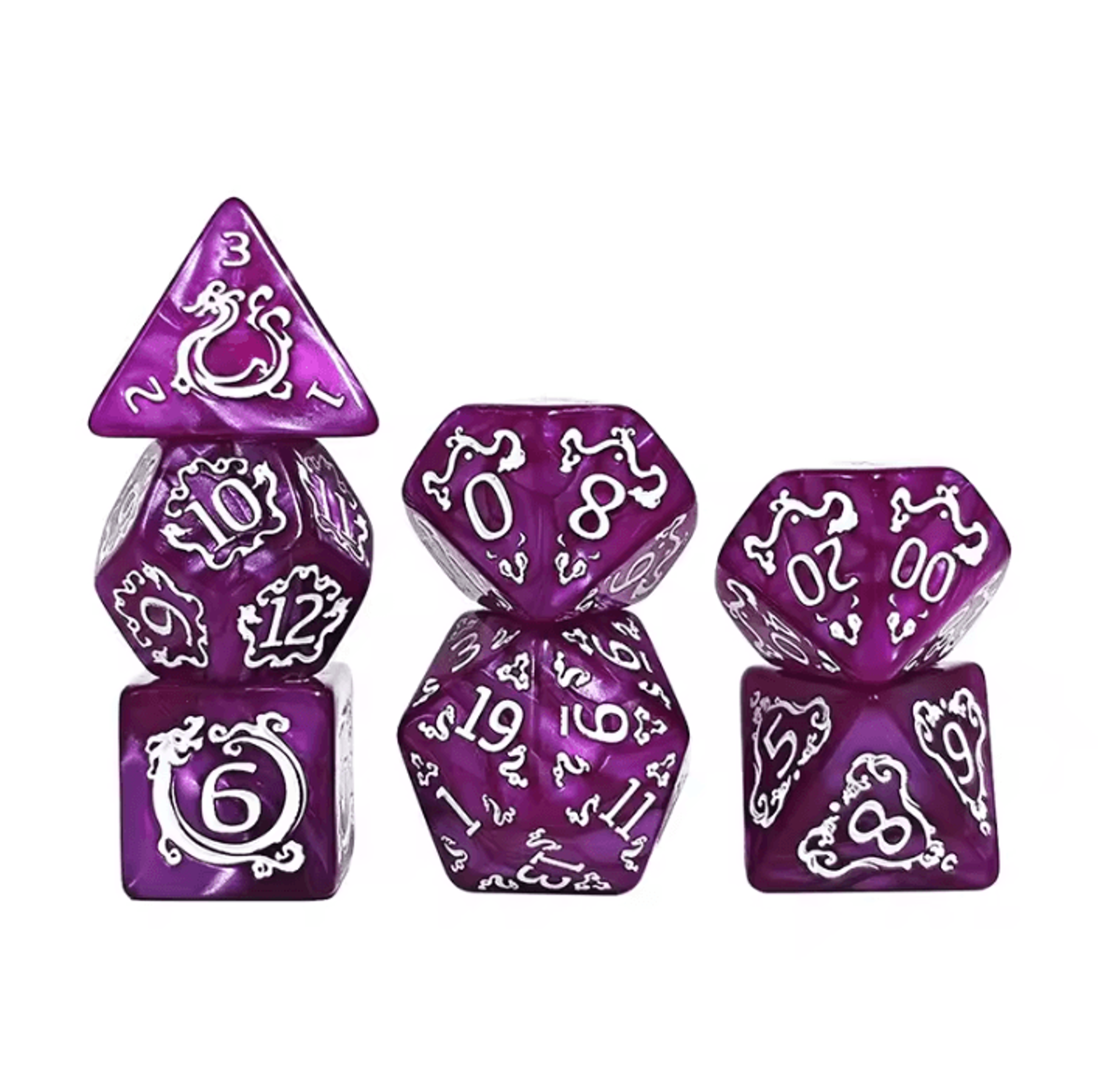 Dragon Pattern 7Piece Polyhedral DND Dice Set For Tabletop RPG Adventures 8