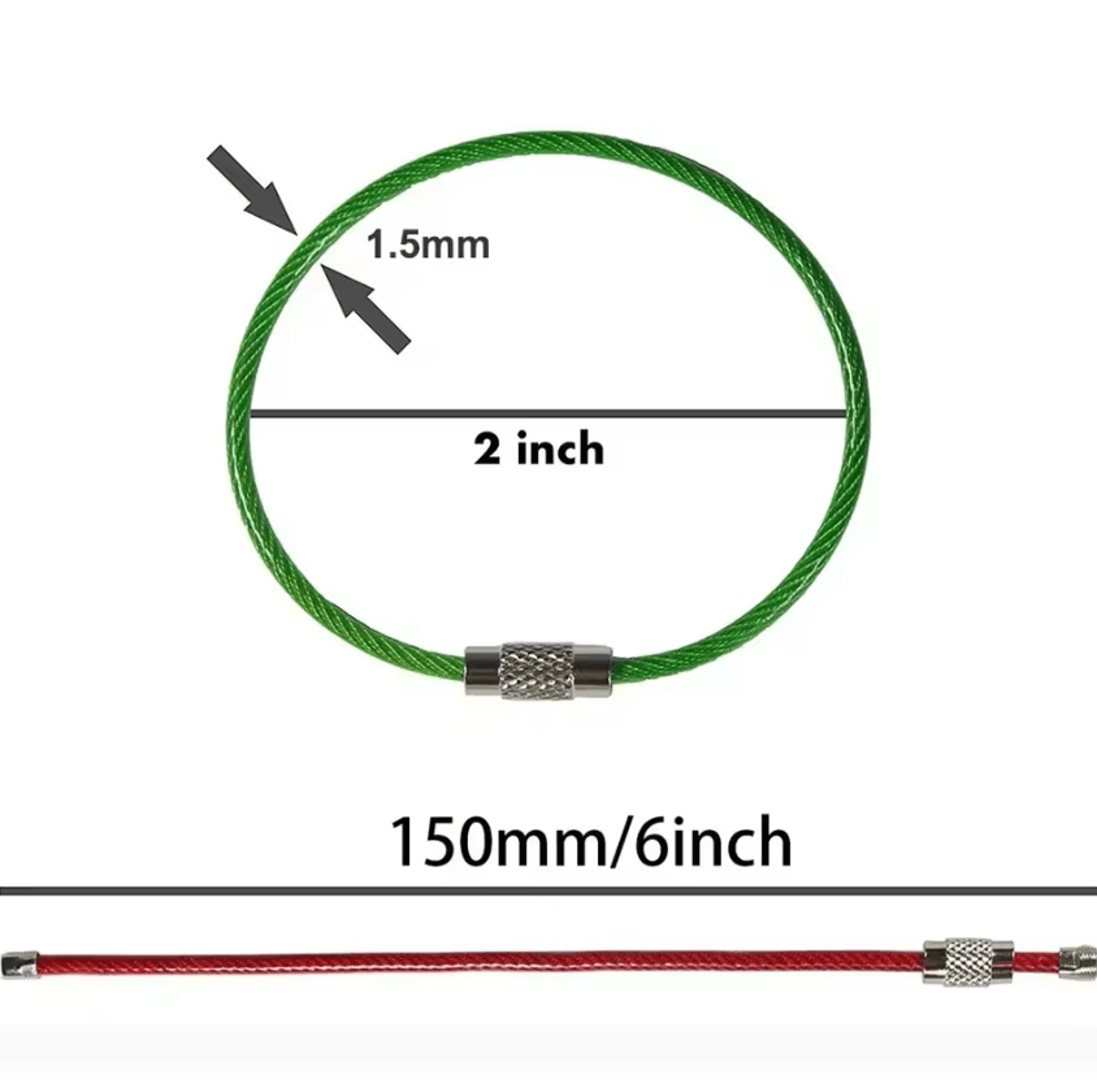 10Pack Stainless Steel Wire Keychain Cable Loops 1