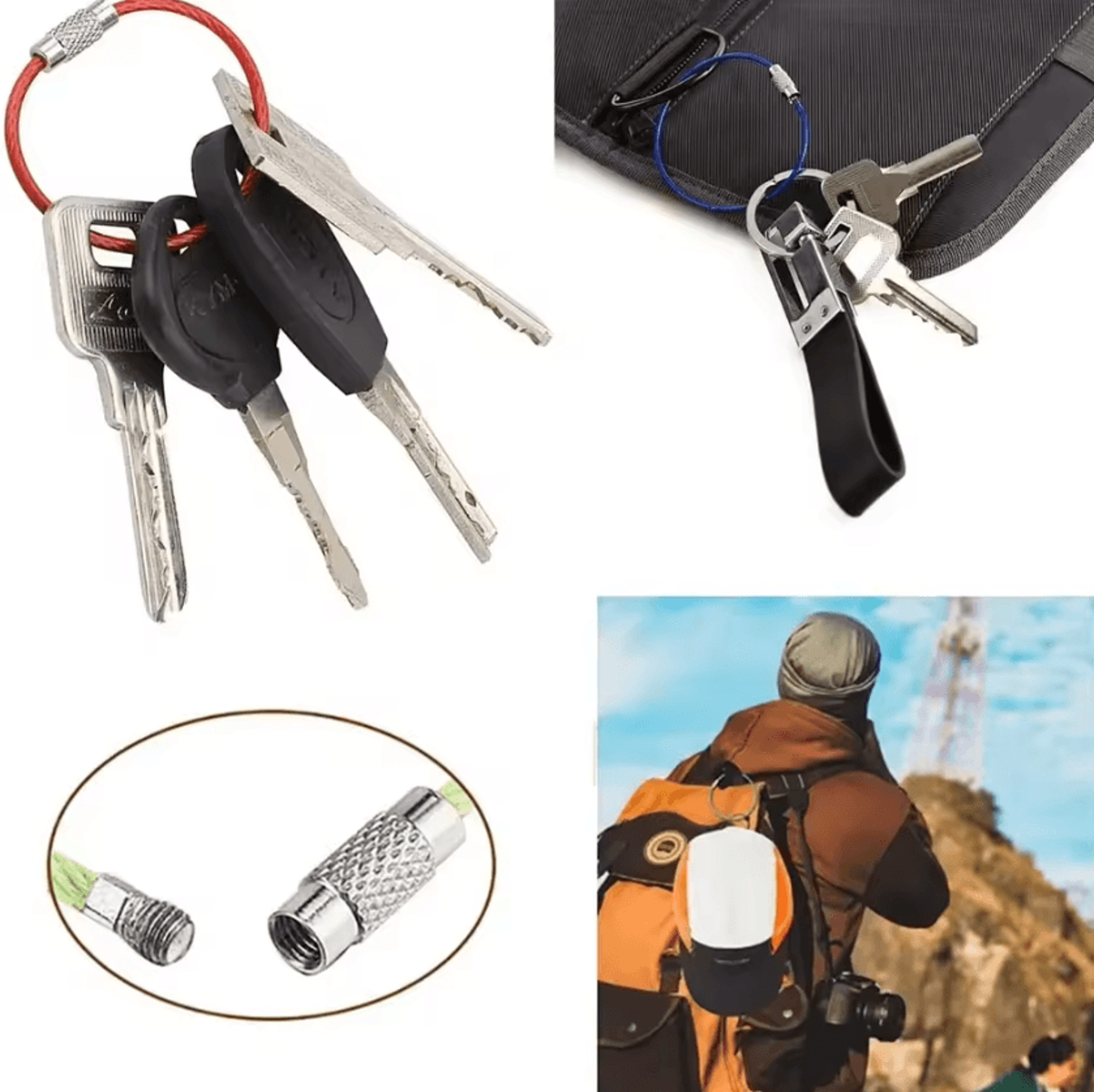 10Pack Stainless Steel Wire Keychain Cable Loops 2