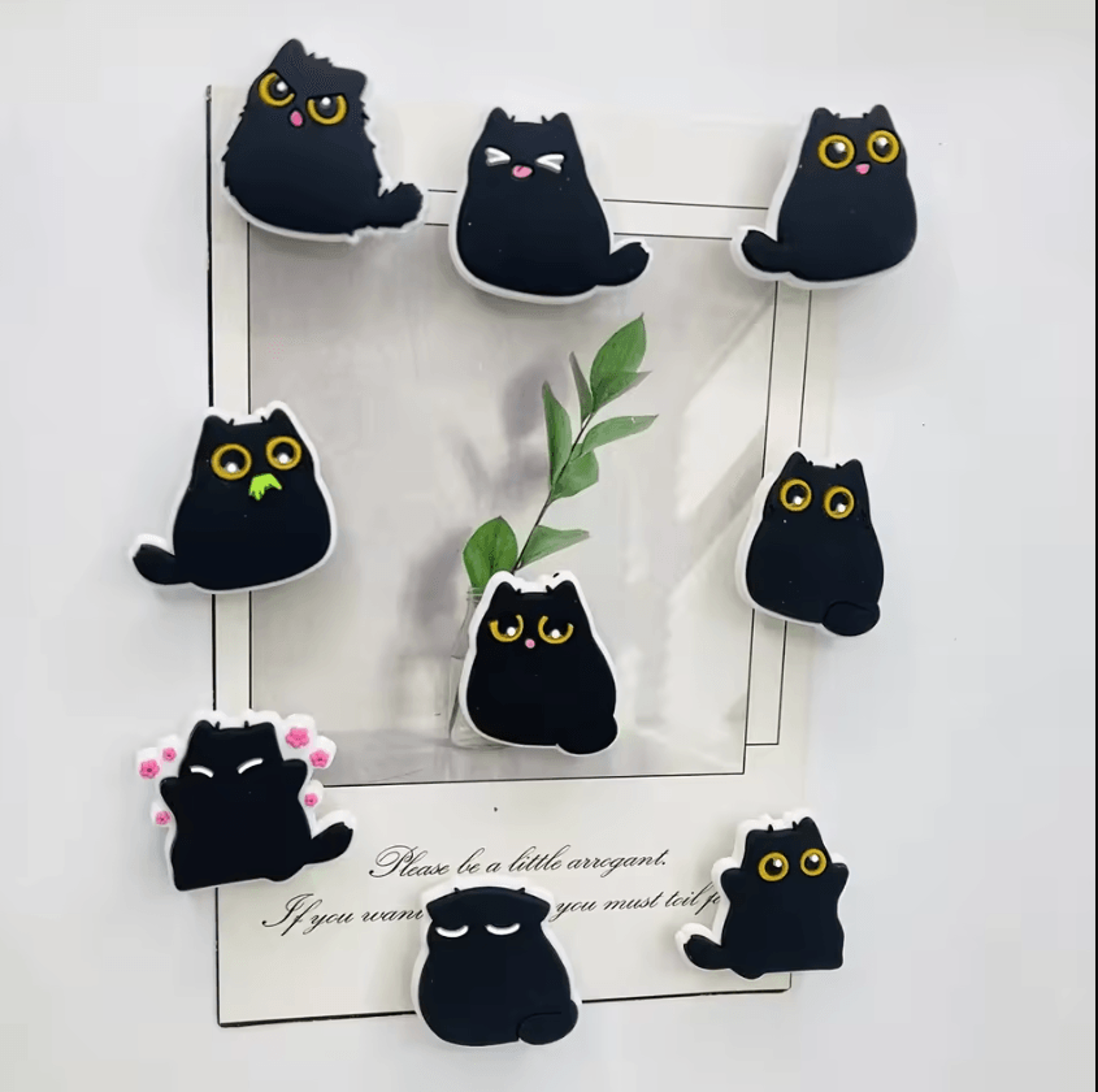 6Piece Kawaii Black Cat Fridge Magnets  Cute Resin Magnetic Decor Set 4