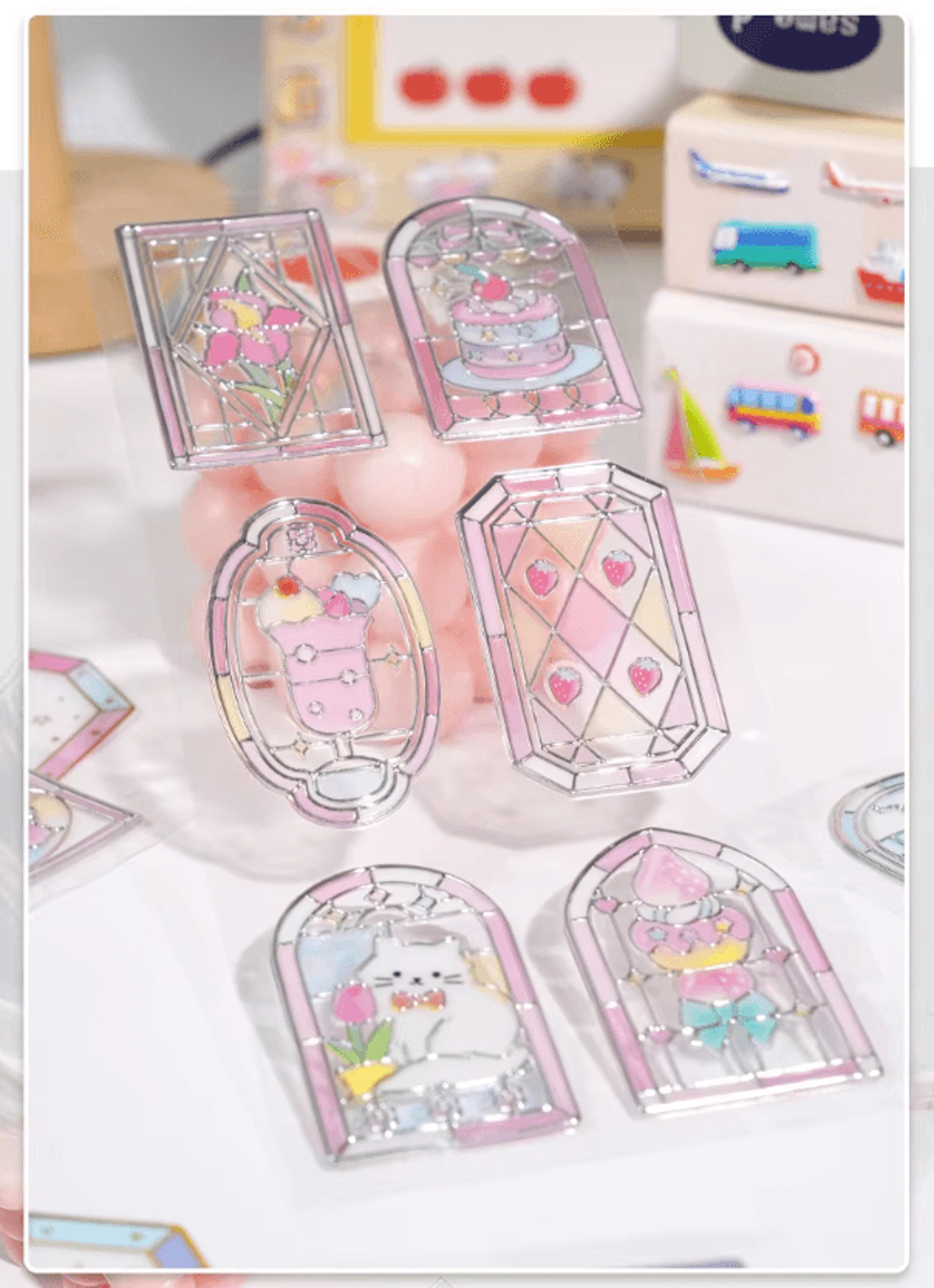 3D Japanese Kawaii Stained Glass Dessert Stickers  Cute Scrapbooking Sticker Sheet 2