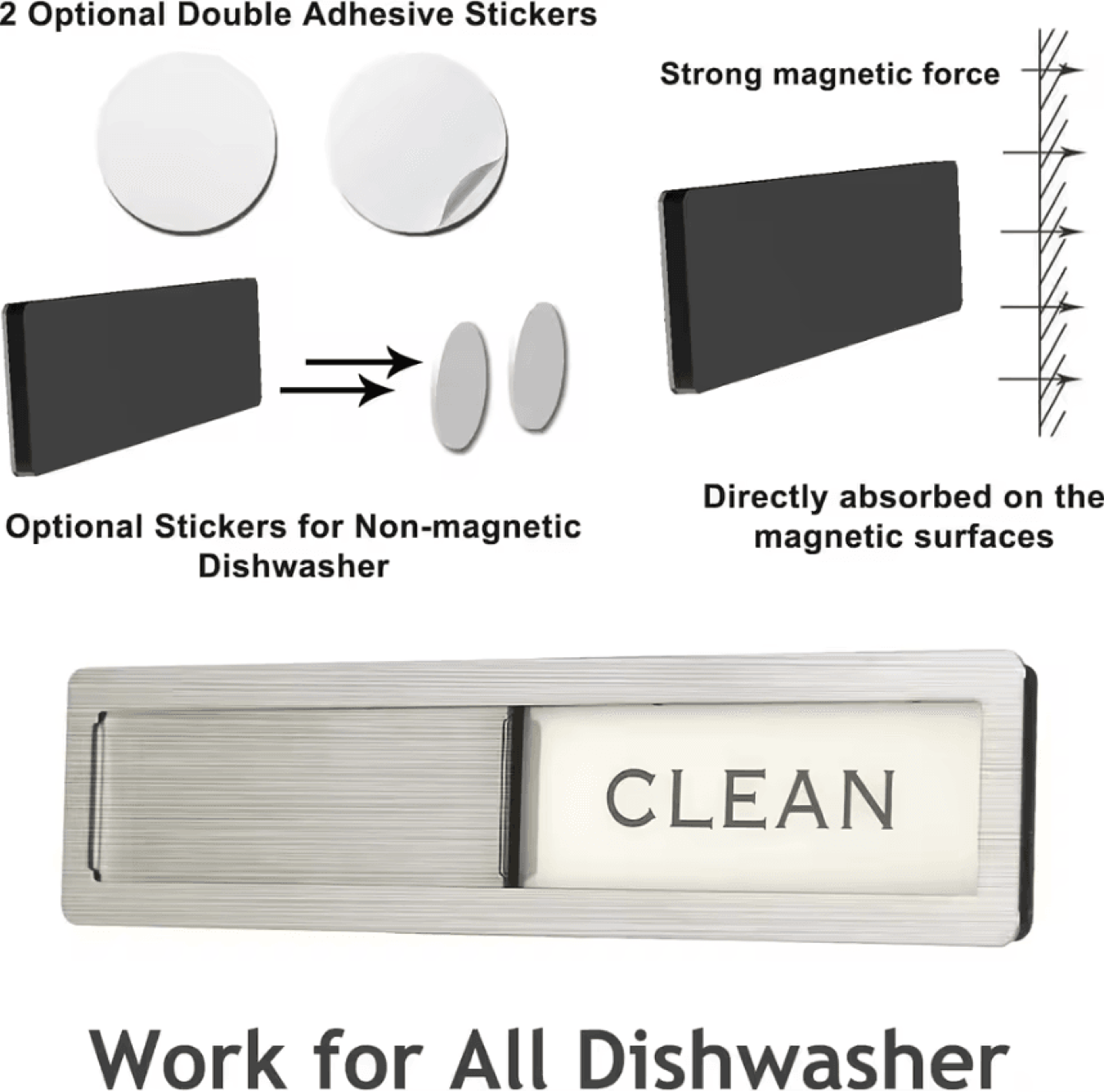 Dishwasher Clean Dirty Magnet  Stainless Steel Sliding Kitchen Status Indicator 5