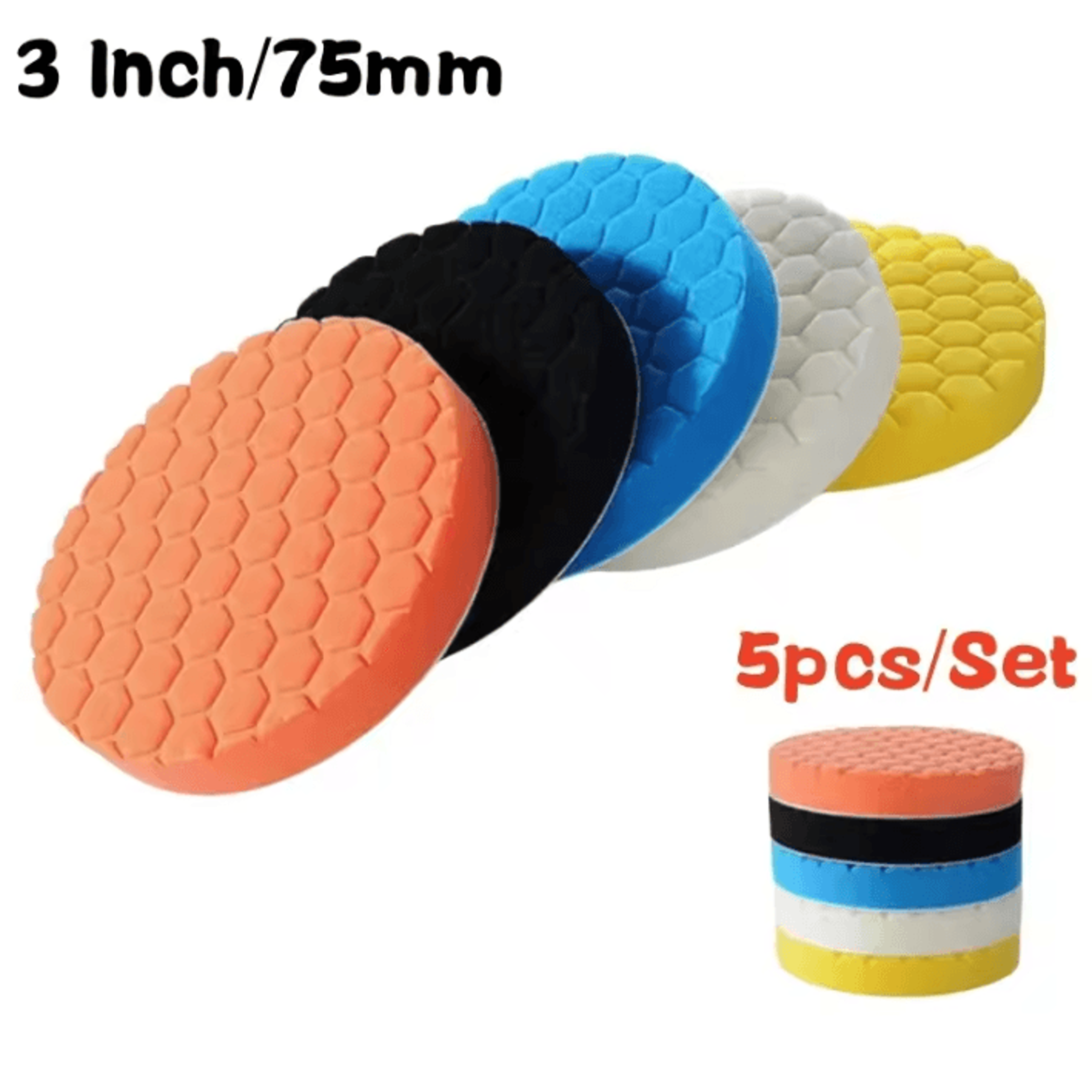 5Piece Car Polishing Pad Kit SelfAdhesive Buffing Sponge Pads 37 Inch 4