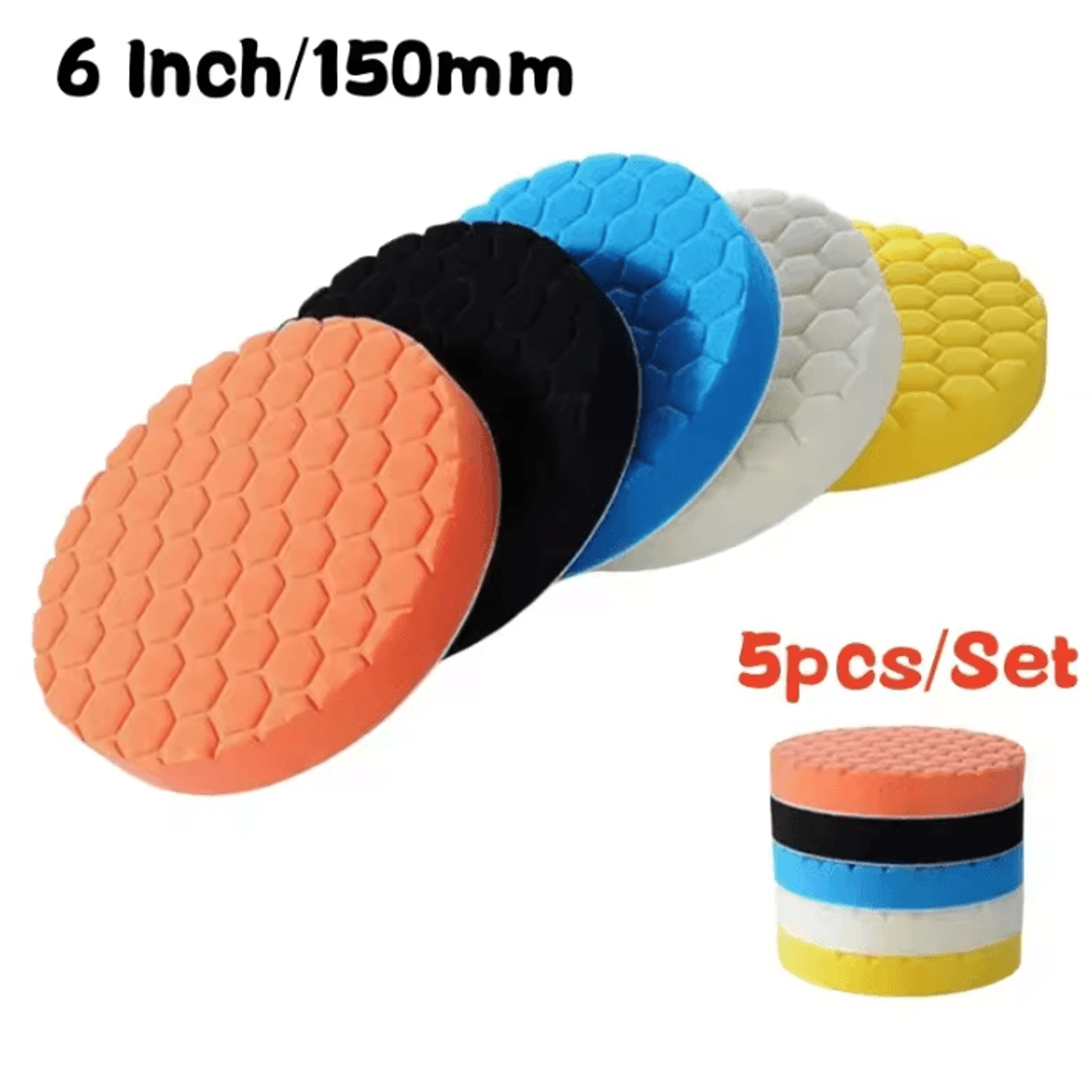 5Piece Car Polishing Pad Kit SelfAdhesive Buffing Sponge Pads 37 Inch 7