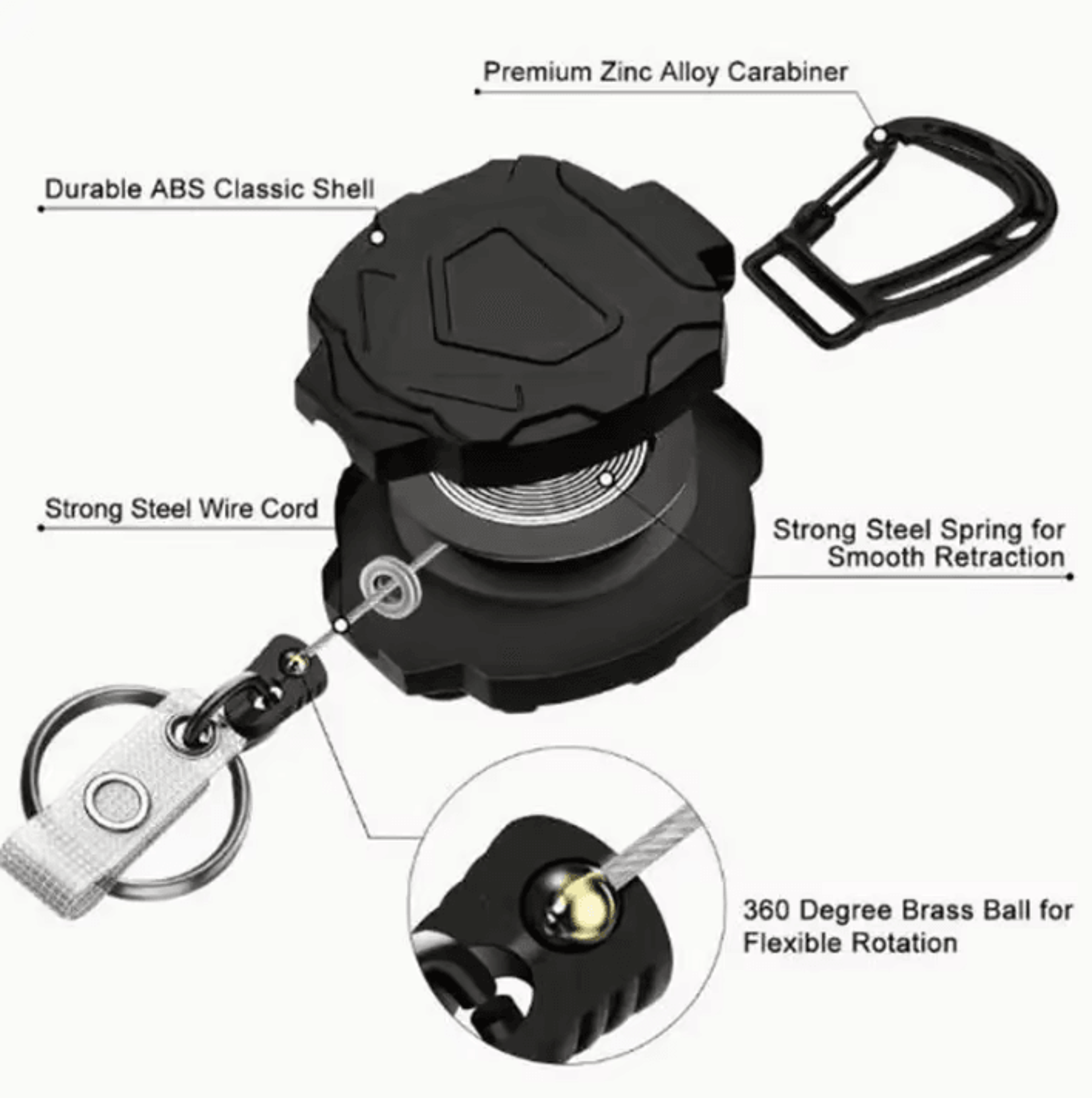 Heavy Duty Retractable Badge Holder With ID Card Cover  Reel Clip 2