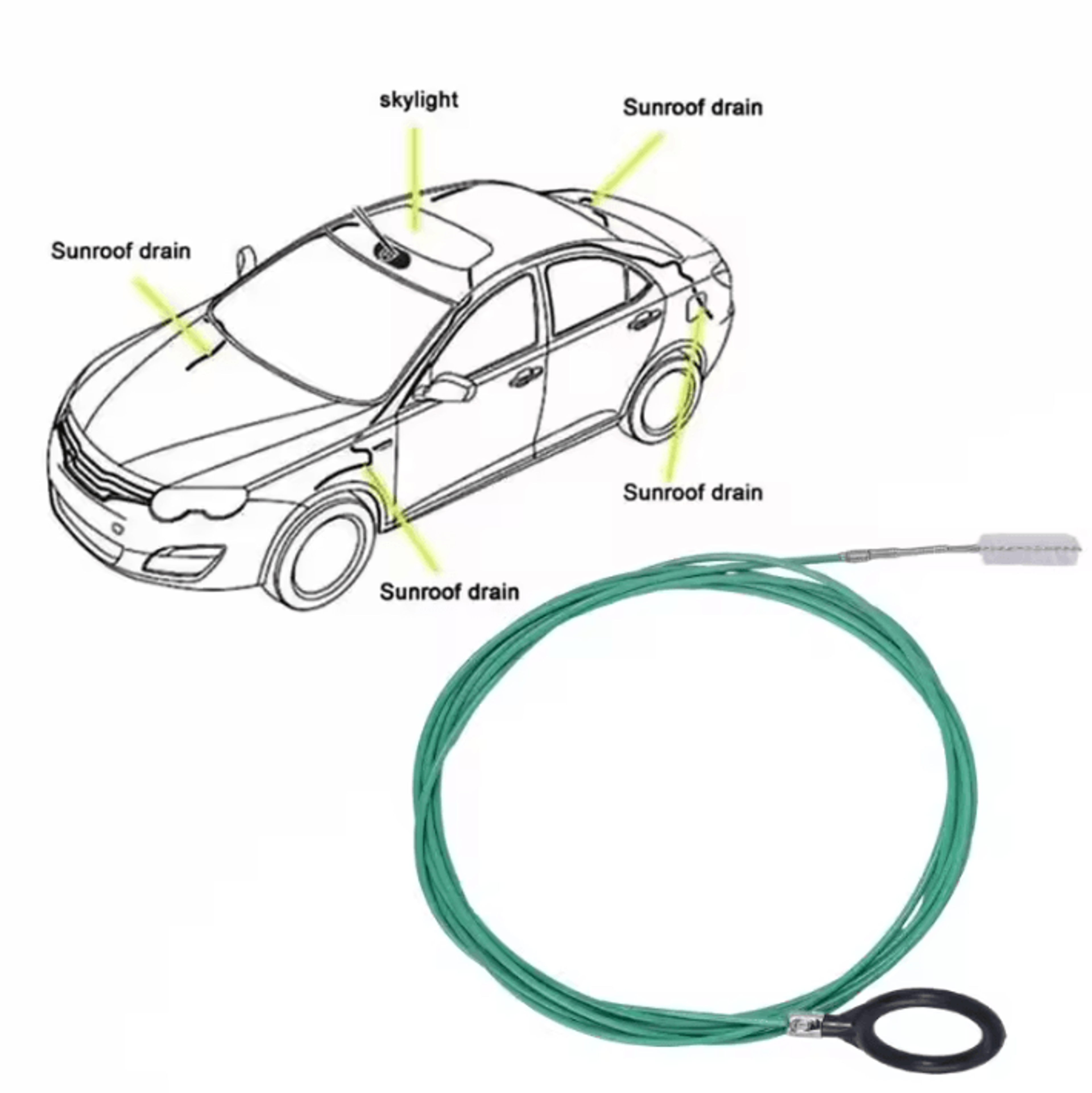 3M Flexible Car Sunroof Drain Cleaning Brush Pipe Unclogger Tool 2