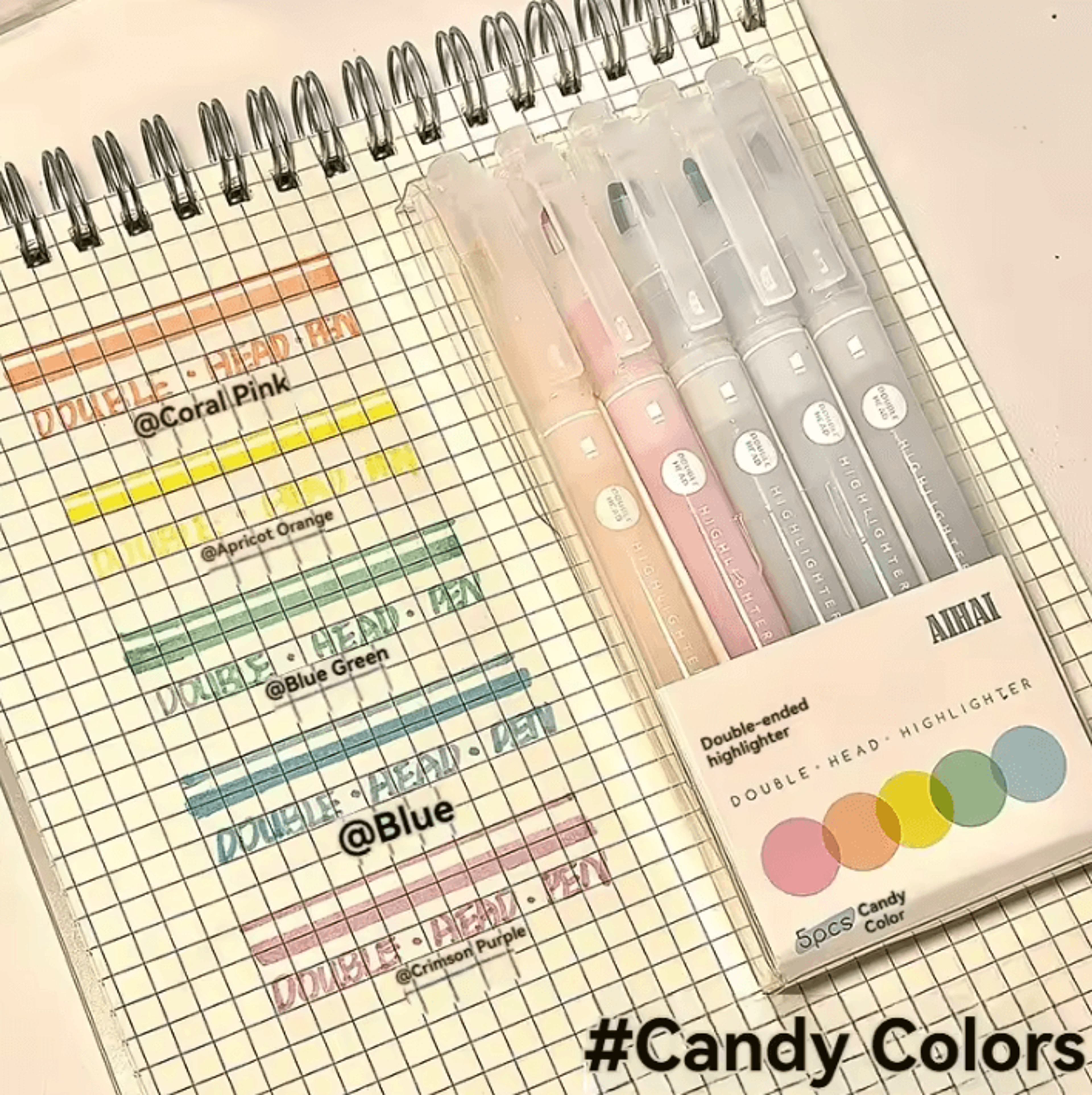 Dual Tip Pastel Window Highlighter Pens Set Of 5 4