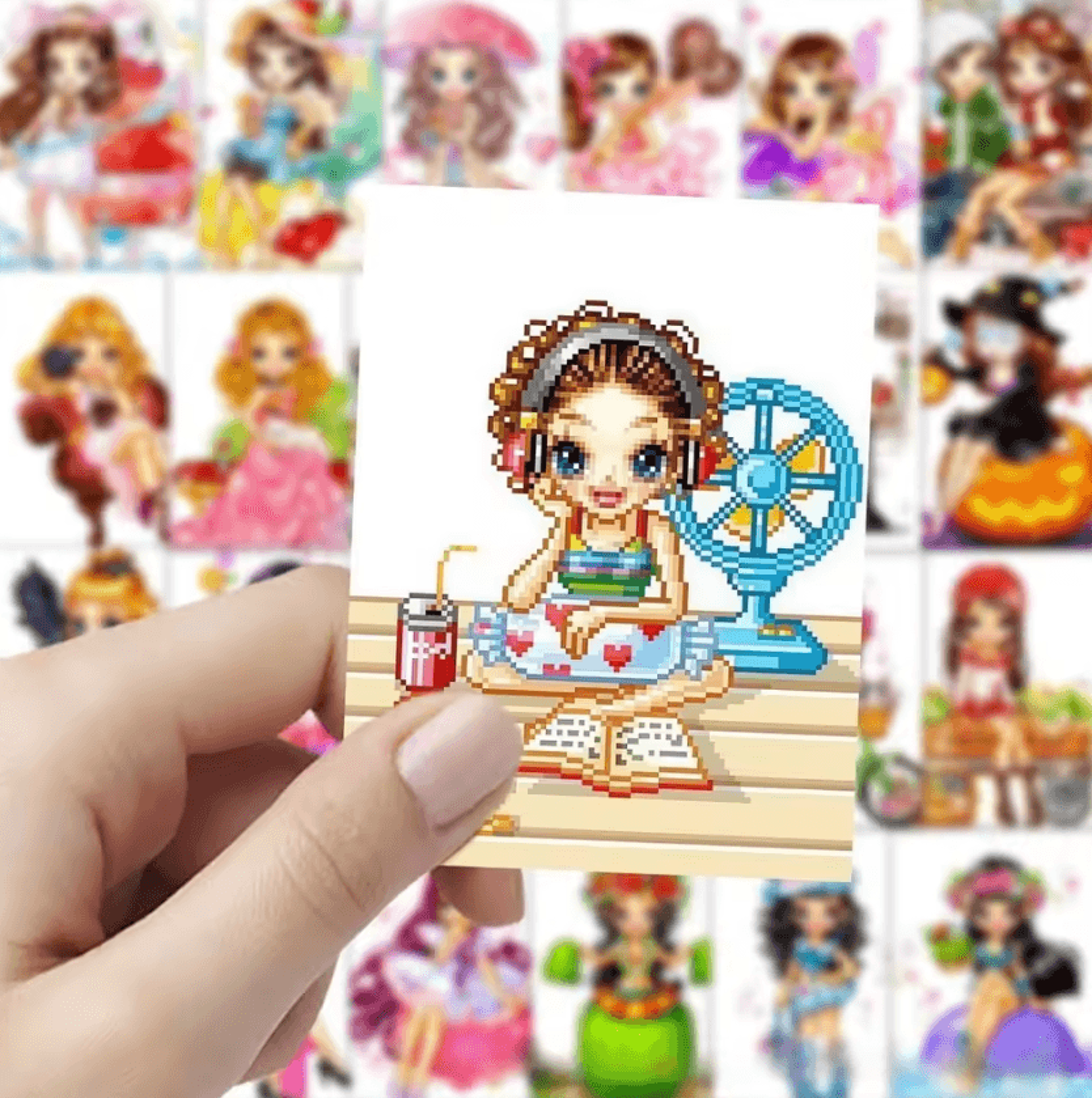 63Piece Kawaii Y2K Pixel Doll DieCut Sticker Pack 3