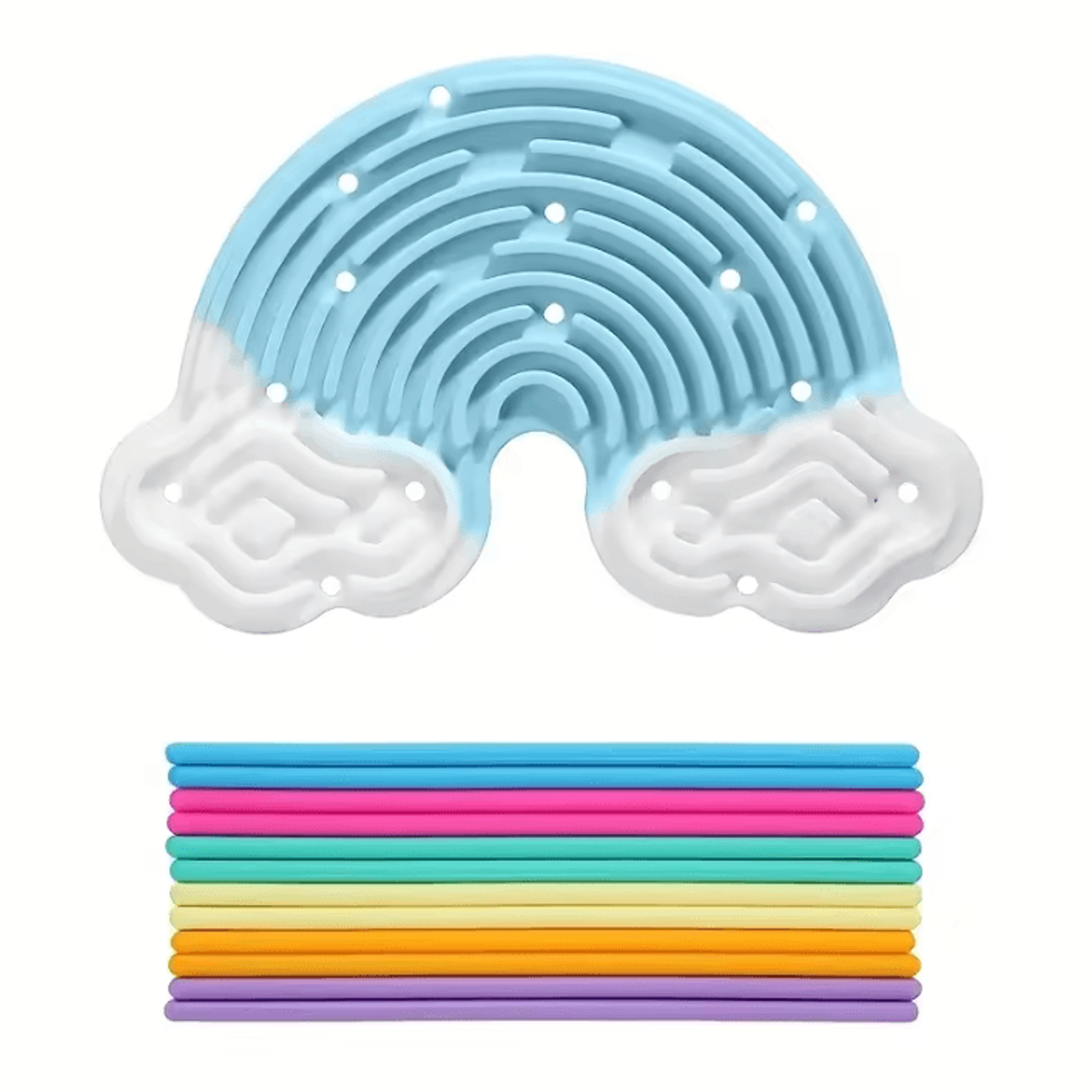 DoubleSided Rainbow Cloud Silicone Sensory Busy Board 3