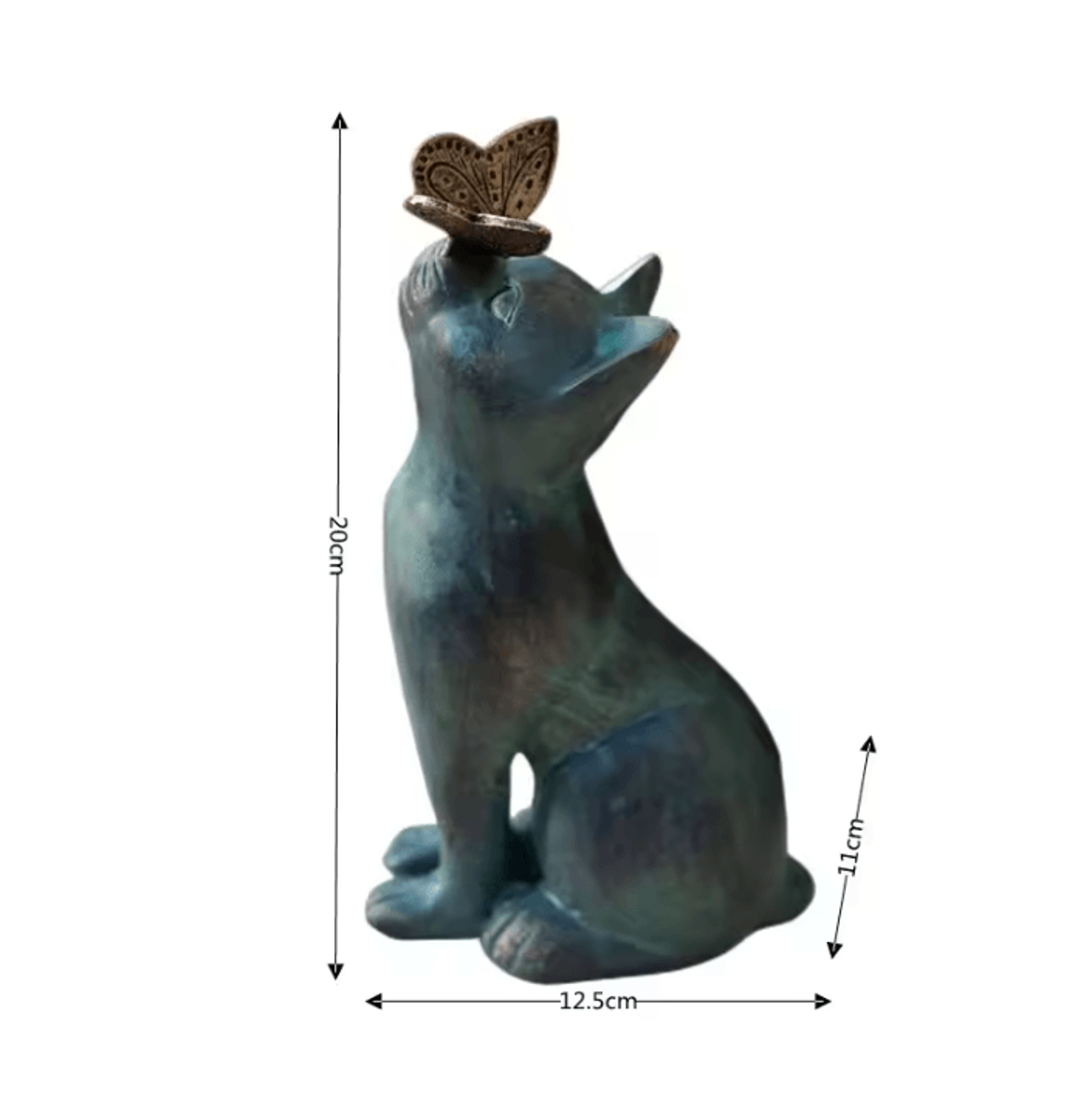 Cute Resin Cat Garden Statue With Butterfly Outdoor Ornament 4