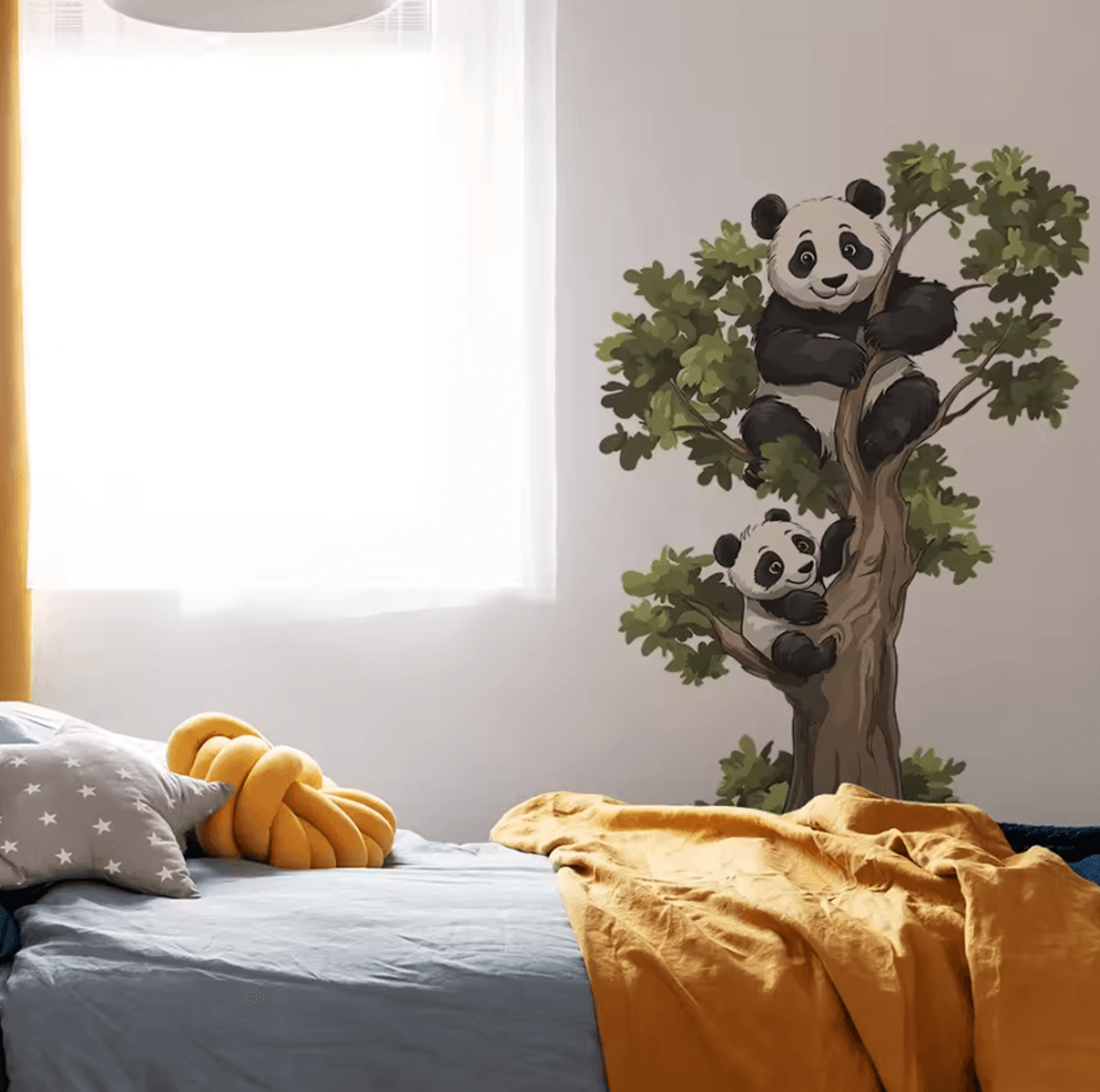 Cute Panda Climbing Tree Wall Sticker For Kids Room  Home Decor 3