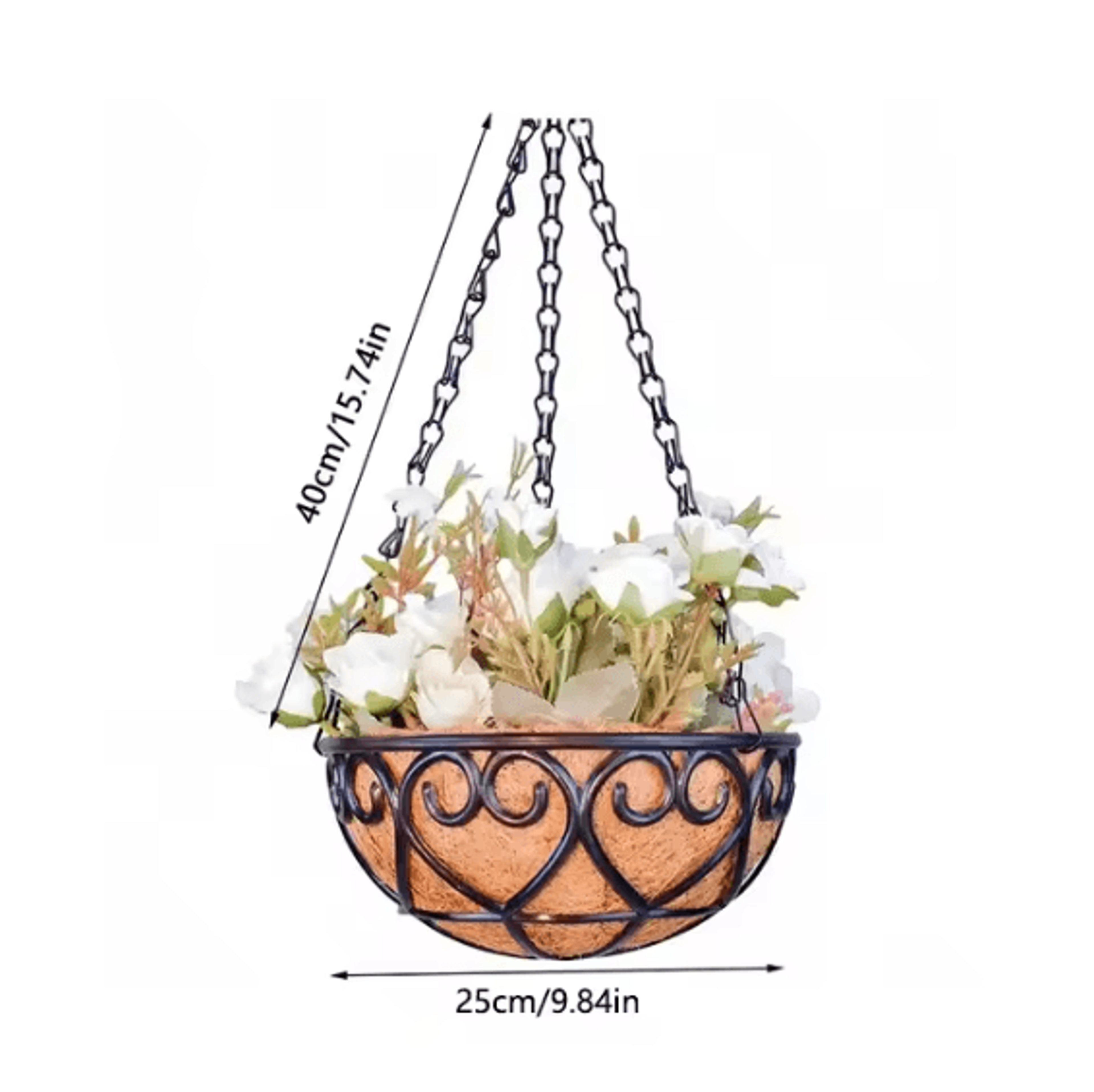 Round Coconut Hanging Planter Basket  Hanging Planter With Iron Chain For Indoor  Outdoor Garden De 5