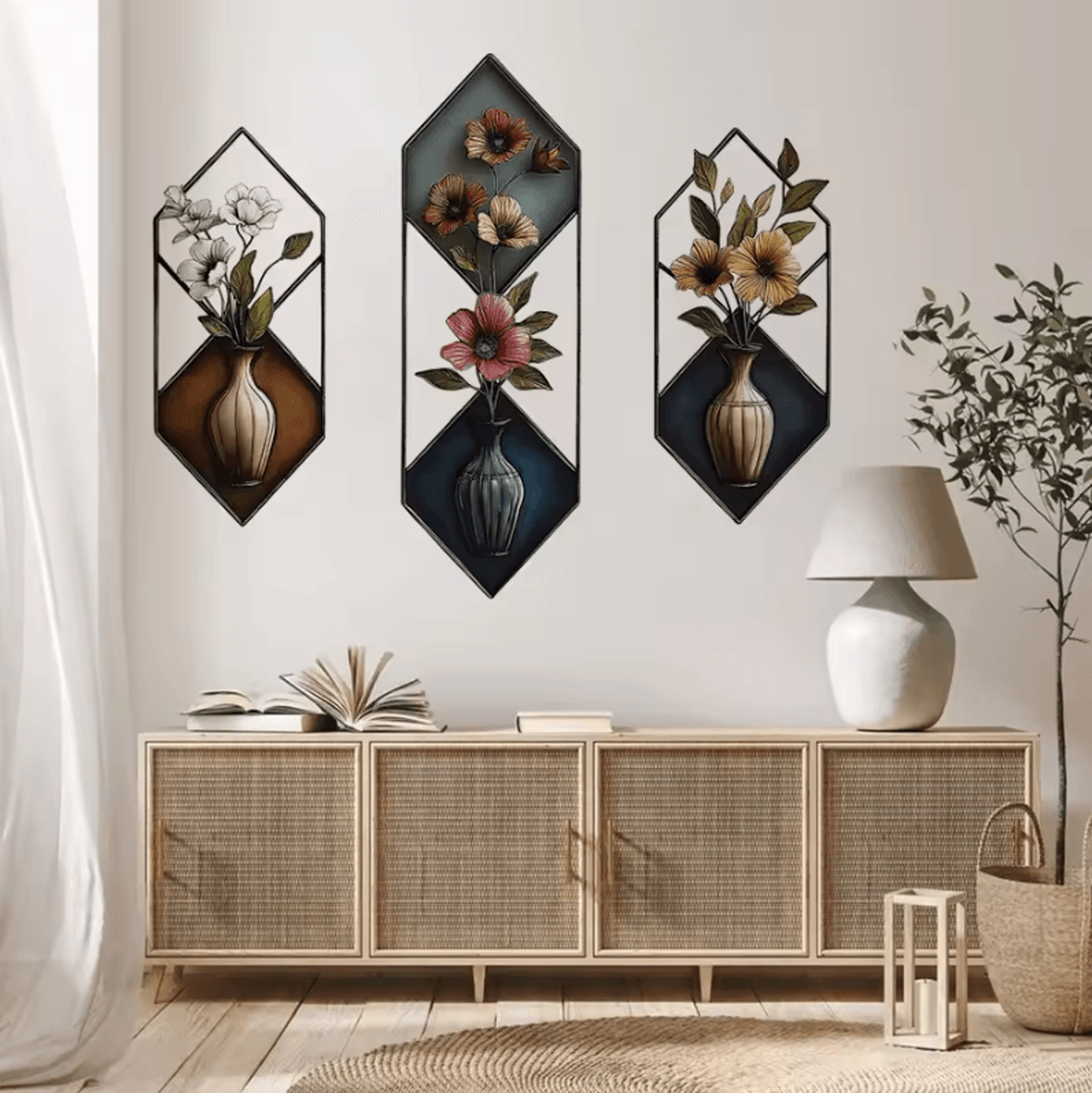 3PCS Watercolor Vase Wall Stickers  Removable Floral Wall Decals For Living Room Bedroom  Home Deco 2