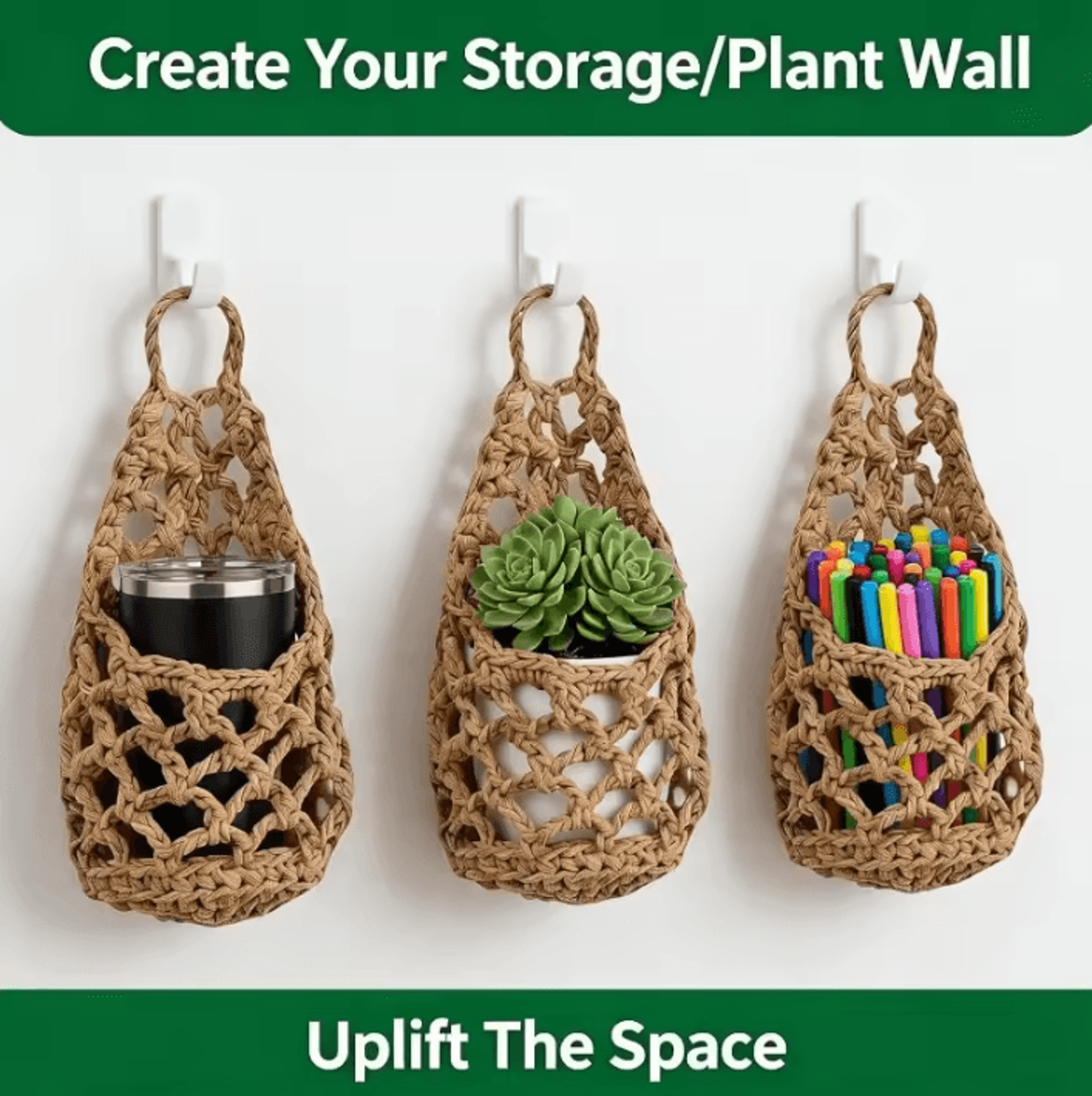 Boho Macrame Plant Hanger Basket With Cotton Rope Net Pouch For Home Decor 2