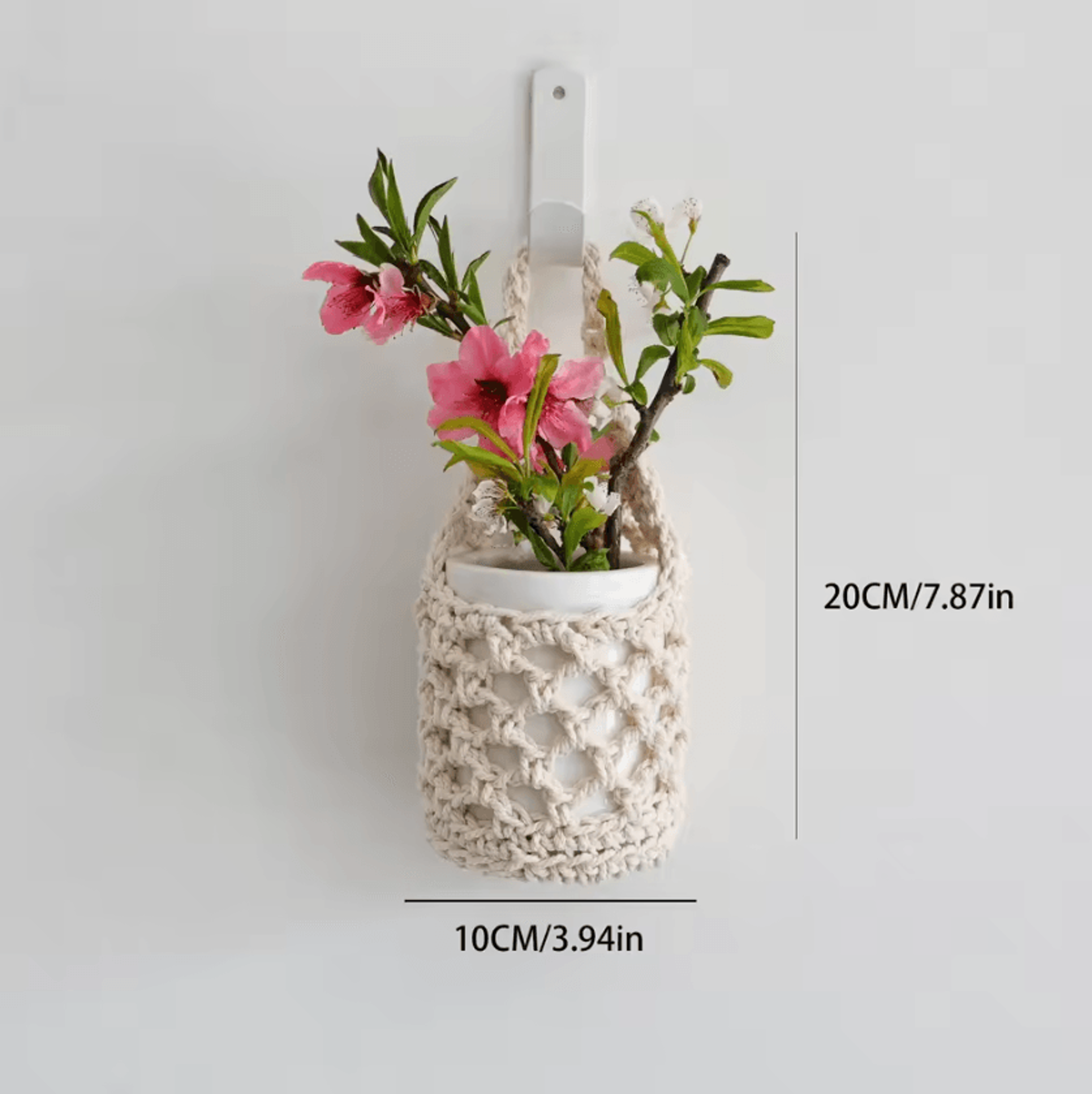Boho Macrame Plant Hanger Basket With Cotton Rope Net Pouch For Home Decor 4