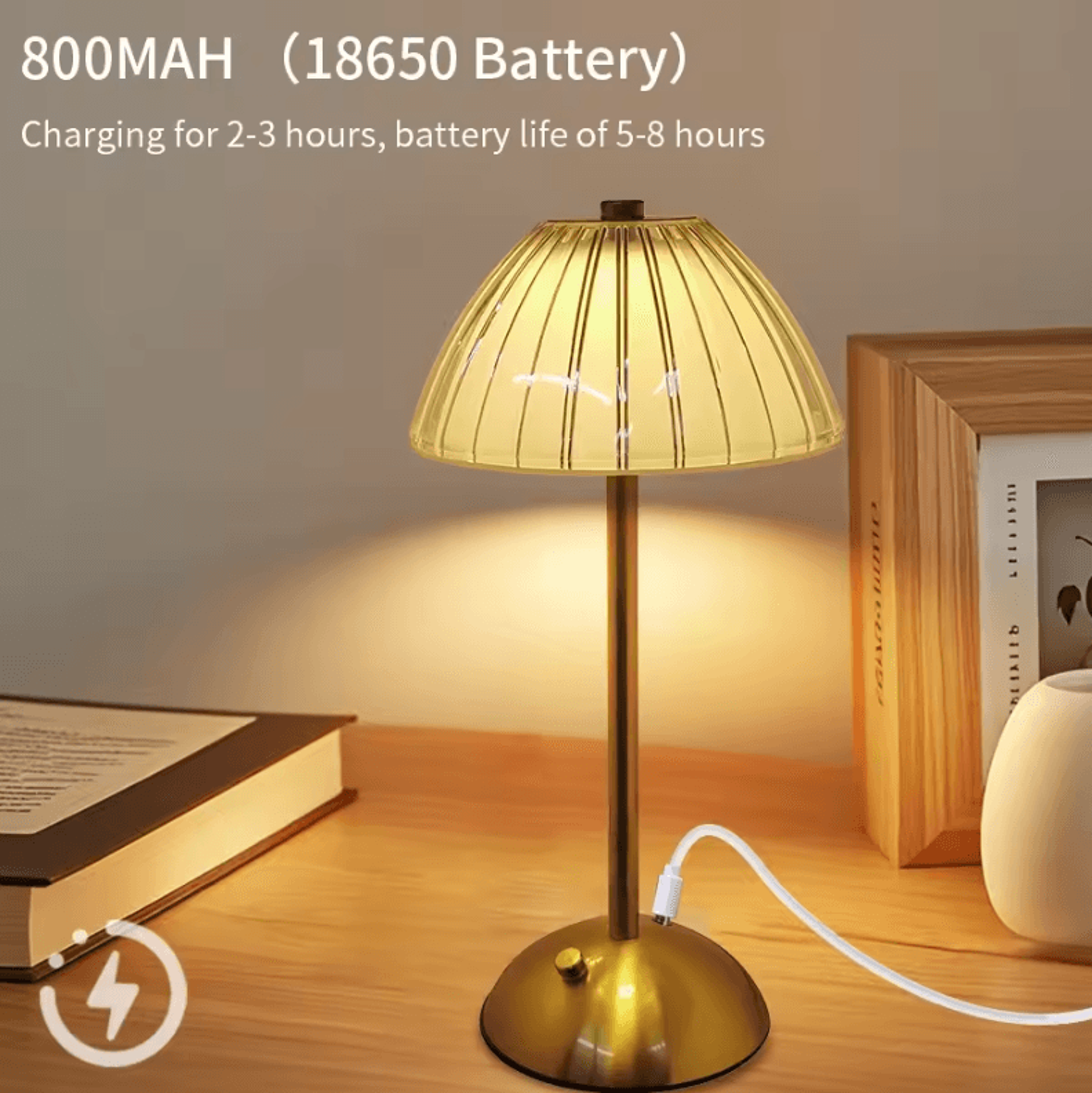 Rechargeable Crystal LED Table Lamp Dimmable Bedside Reading Light For Bedroom  Home Decor 8
