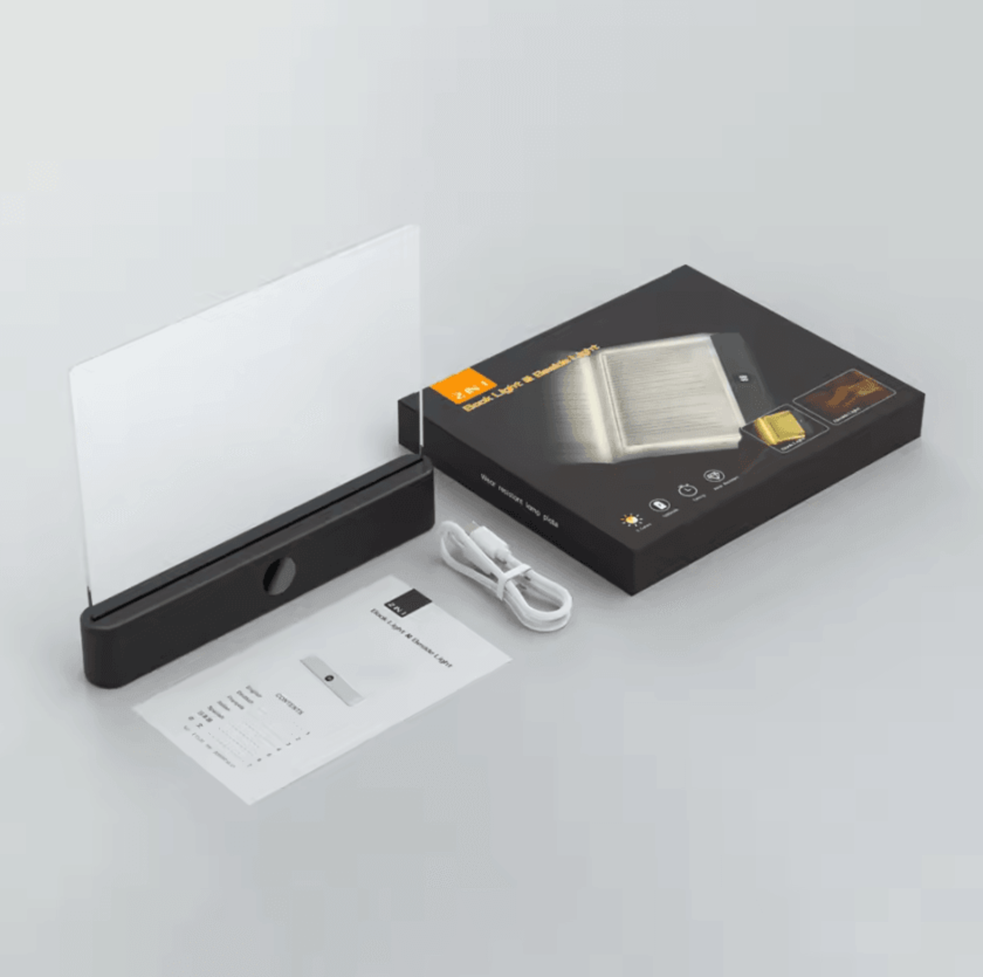 2 In 1 LED Flat Panel Book Light  USB Rechargeable Night Reading Lamp 7