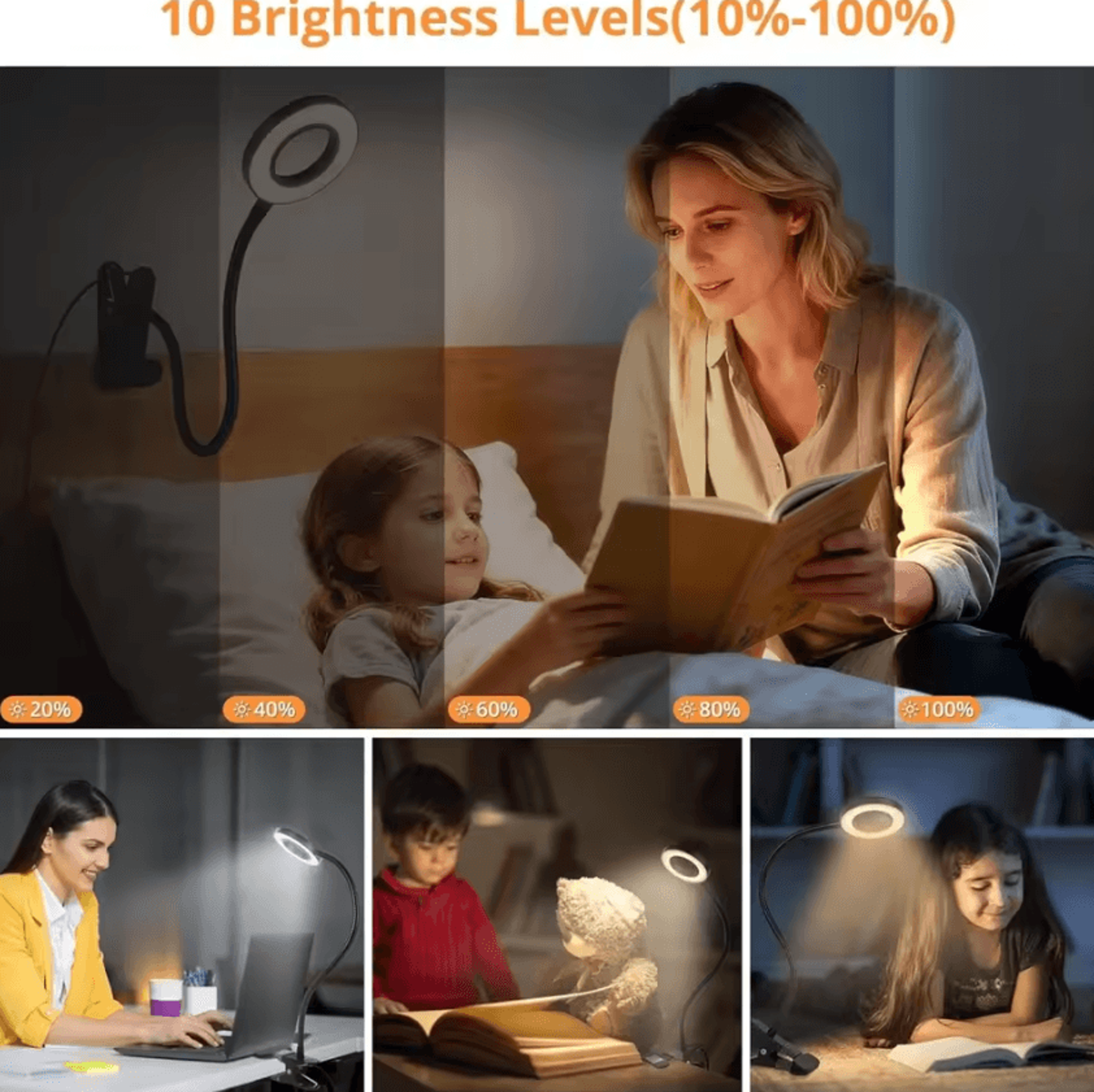 Dimmable LED Clip On Desk Lamp  3 Color Modes 10 Brightness Levels 1