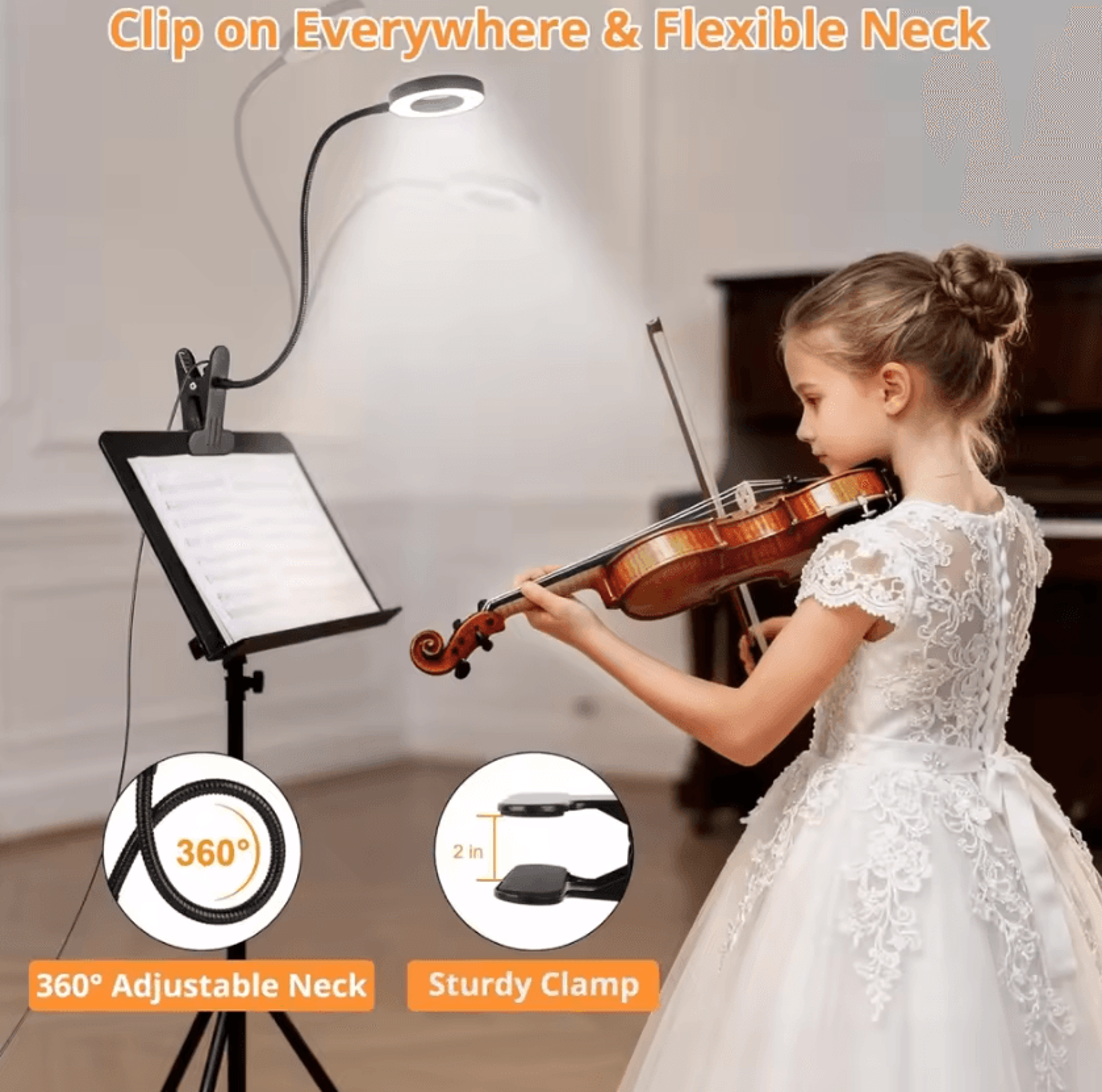 Dimmable LED Clip On Desk Lamp  3 Color Modes 10 Brightness Levels 2