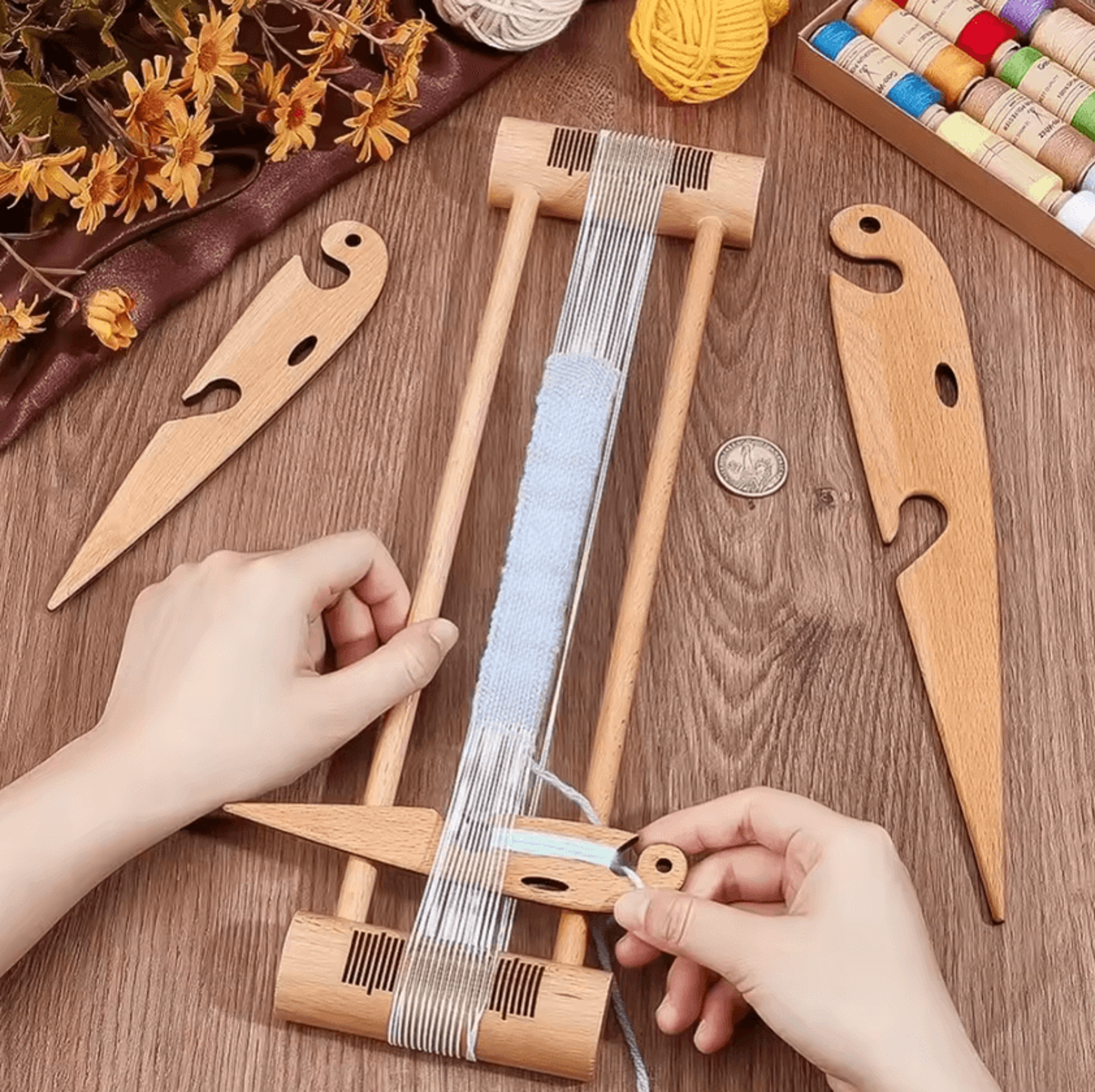 3Piece Beech Wood Weaving Shuttle Set For Tapestry Looms 2