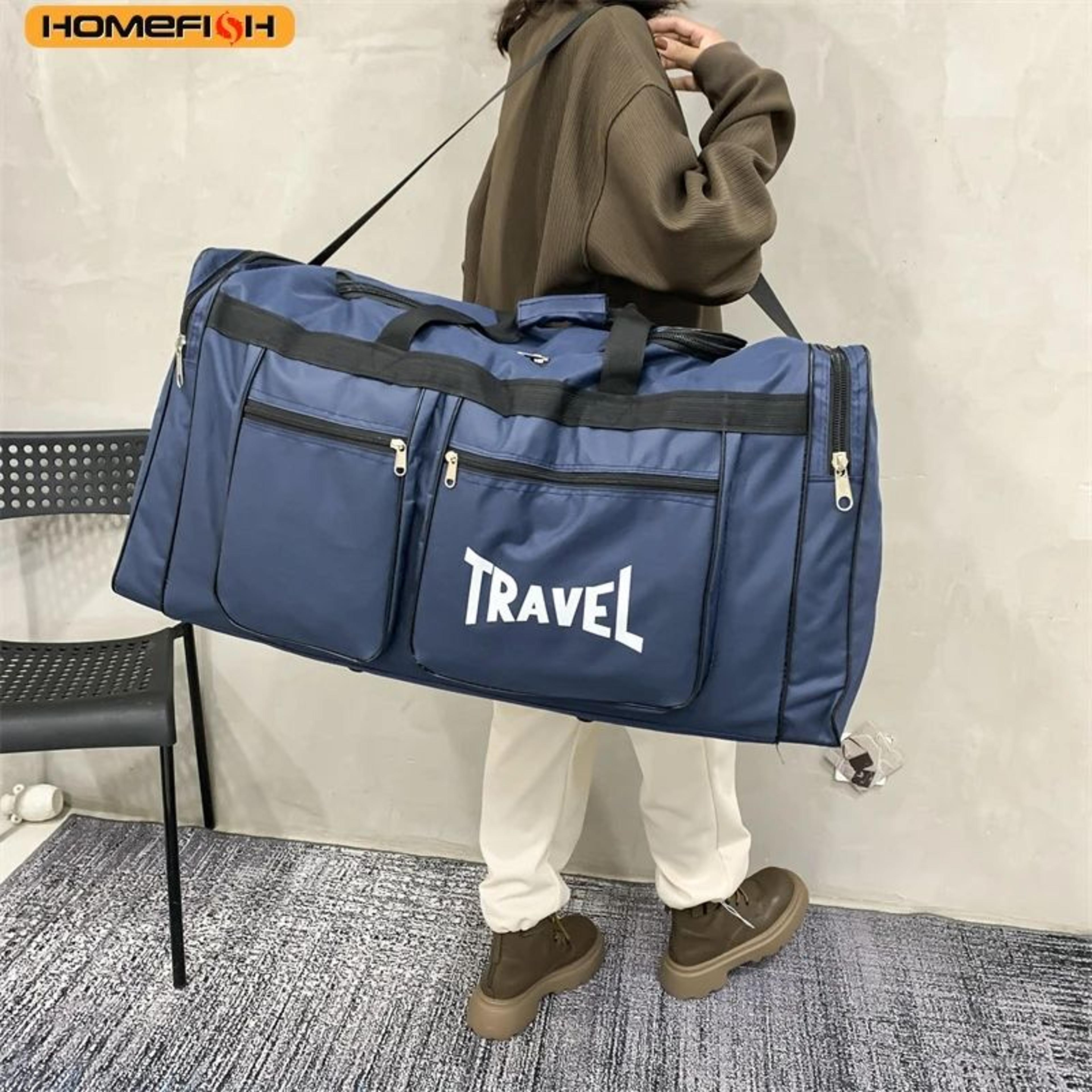 homefish foldable travel duffel bag - large capacity waterproof weekender bag