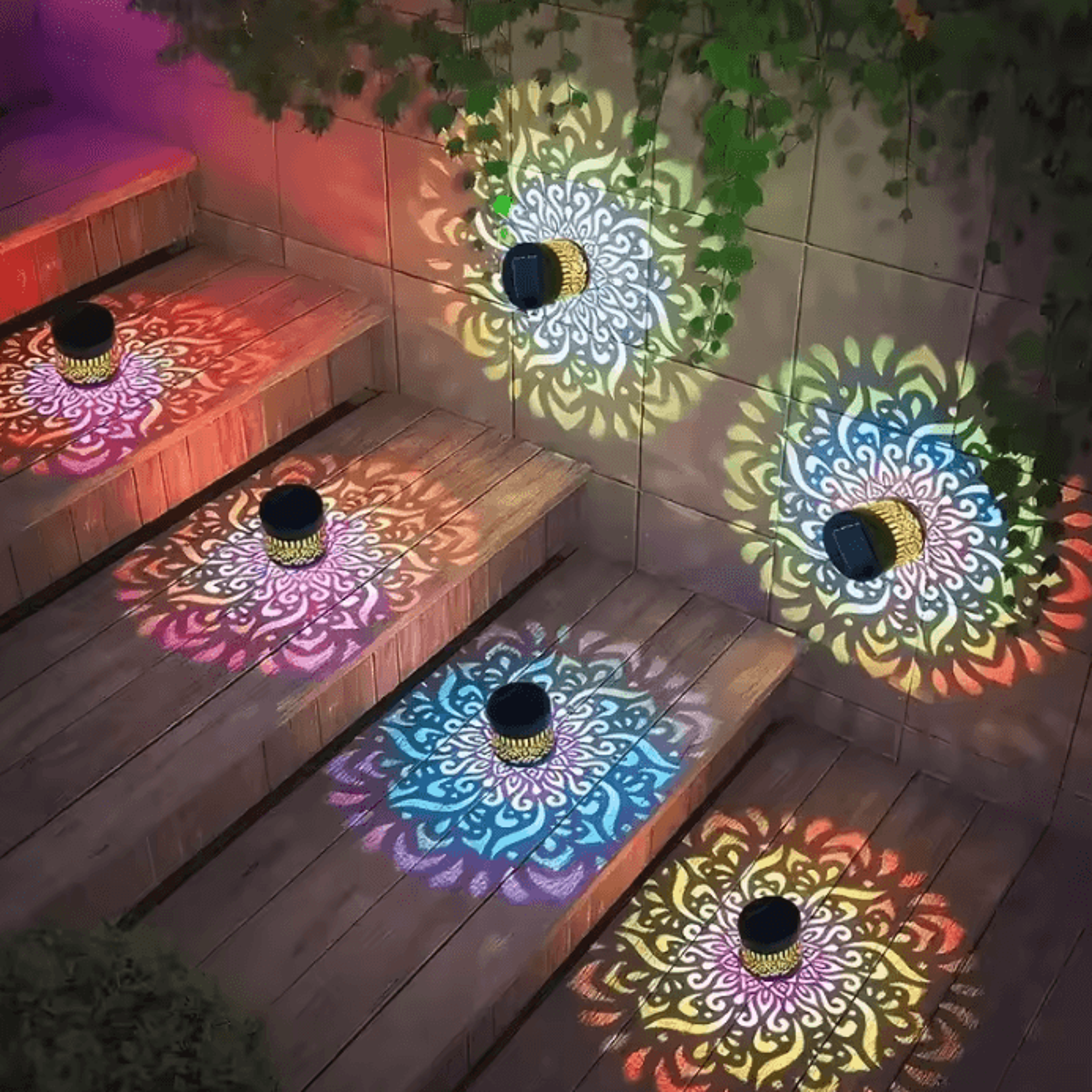 7 Color Solar Datura Wall Lights For Garden Decor 1