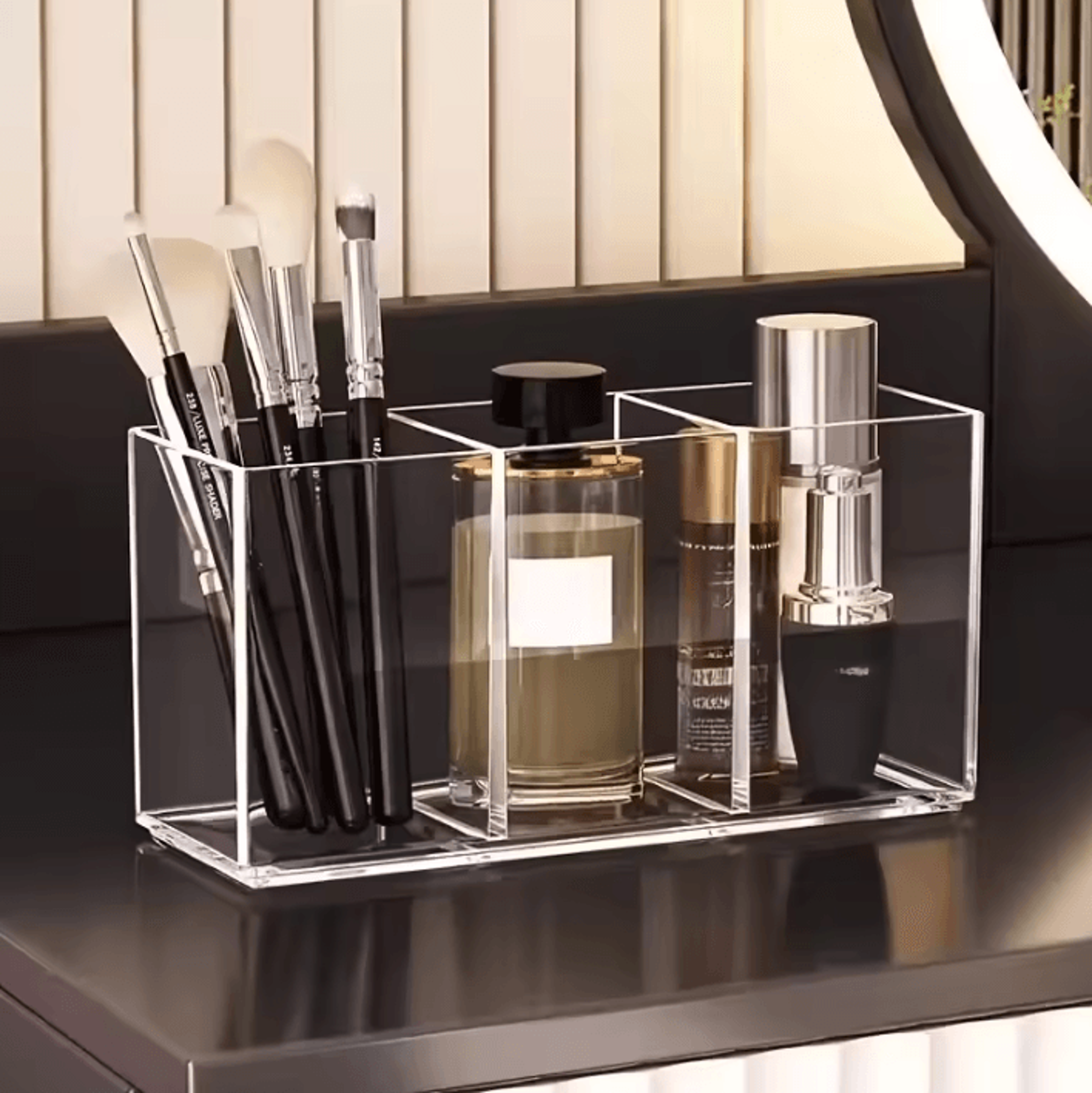 clear makeup brush holder organizer with 1 2 or 3 slots
