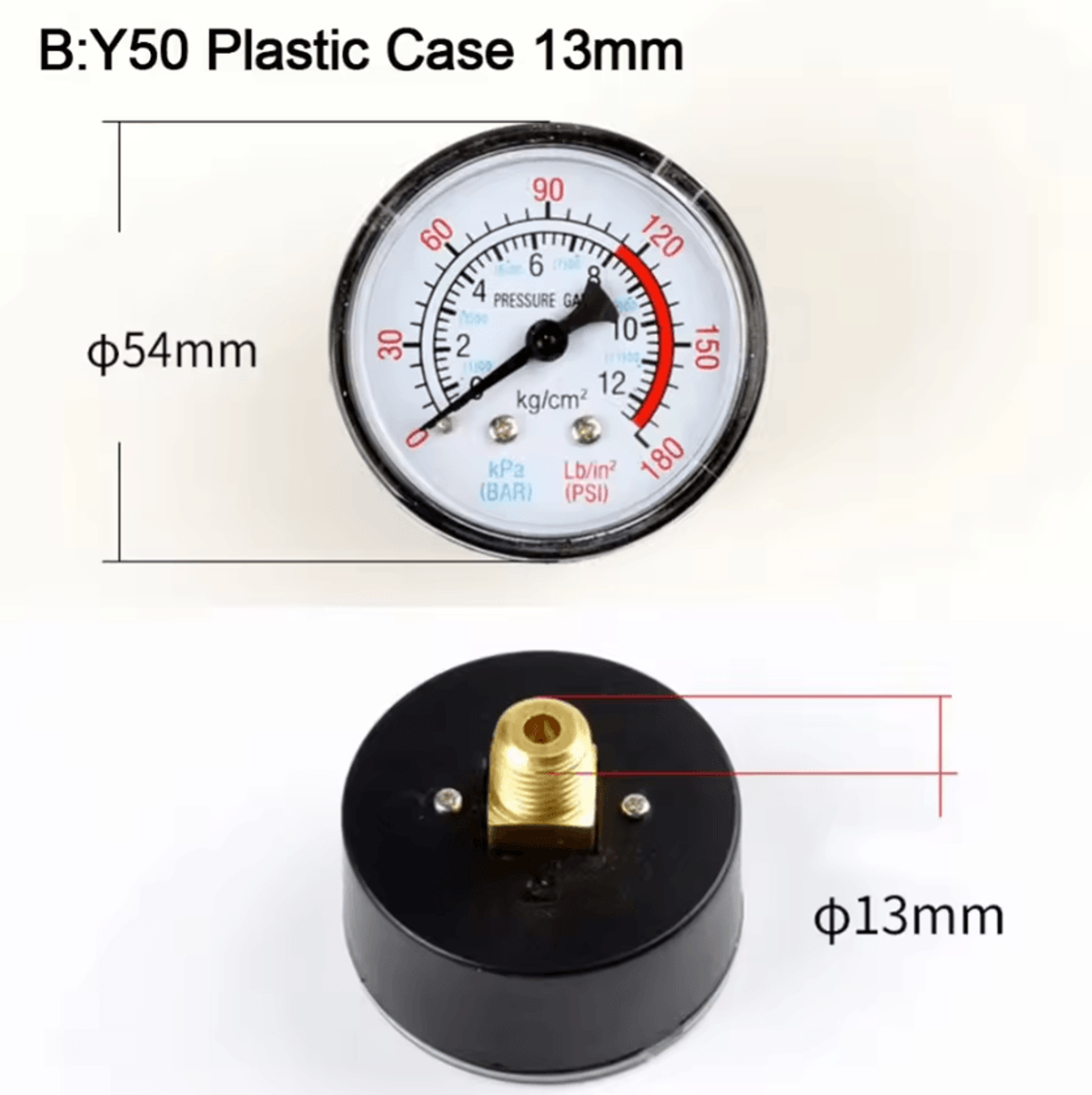 Y40 Y50 Air Compressor Pressure Gauge 0180 PSI 6