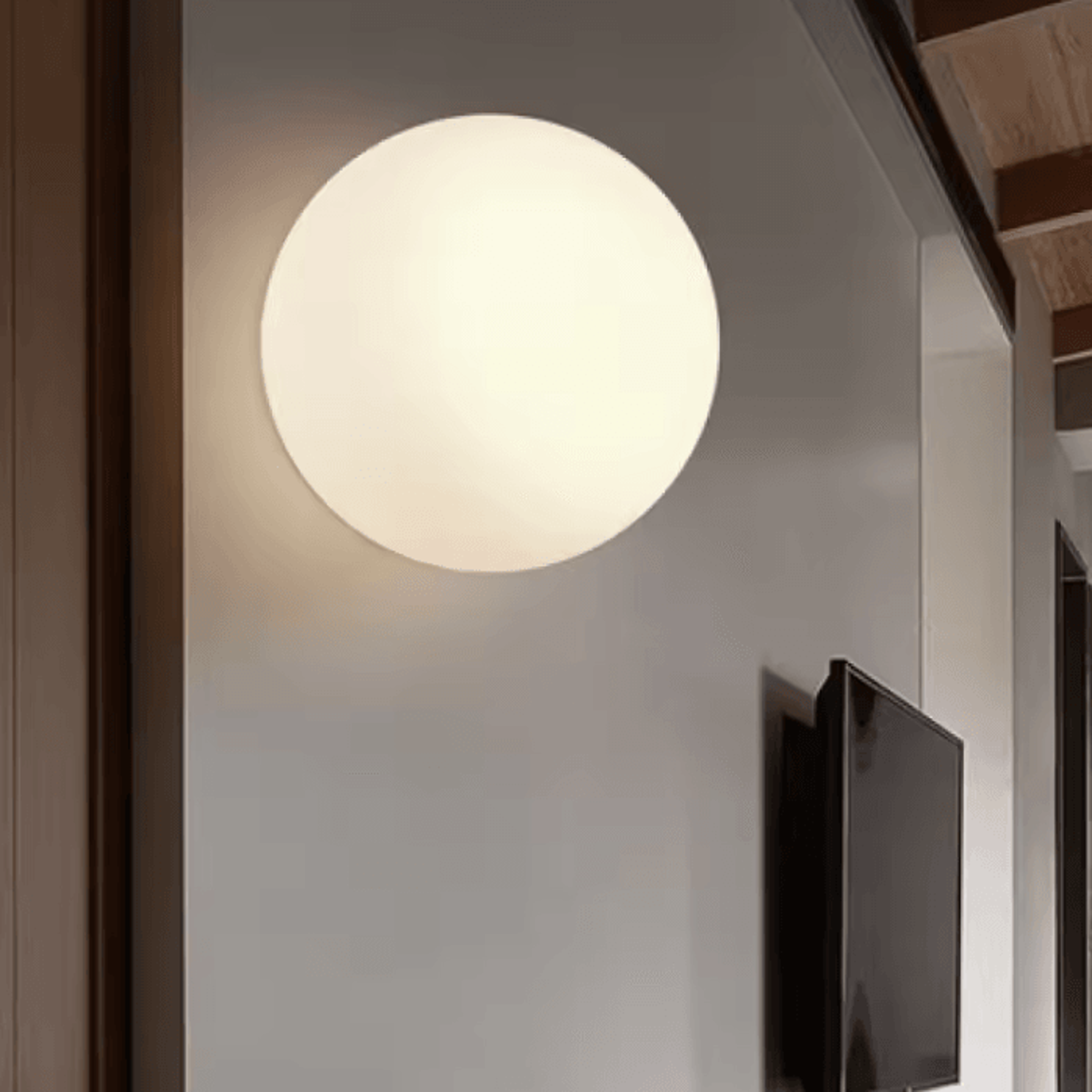 nordic milk white glass globe led wall light