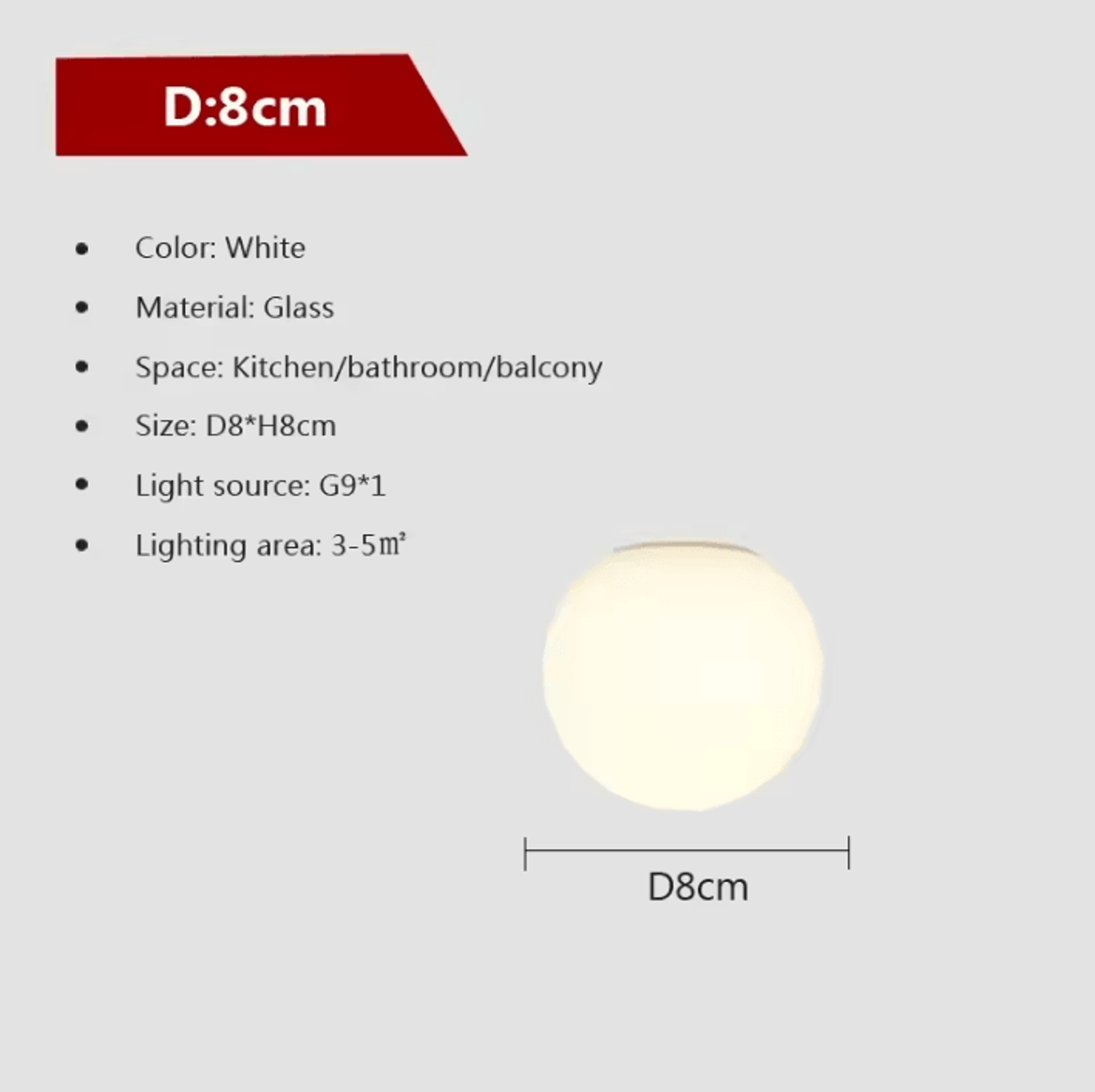 Nordic Milk White Glass Globe LED Wall Light 5