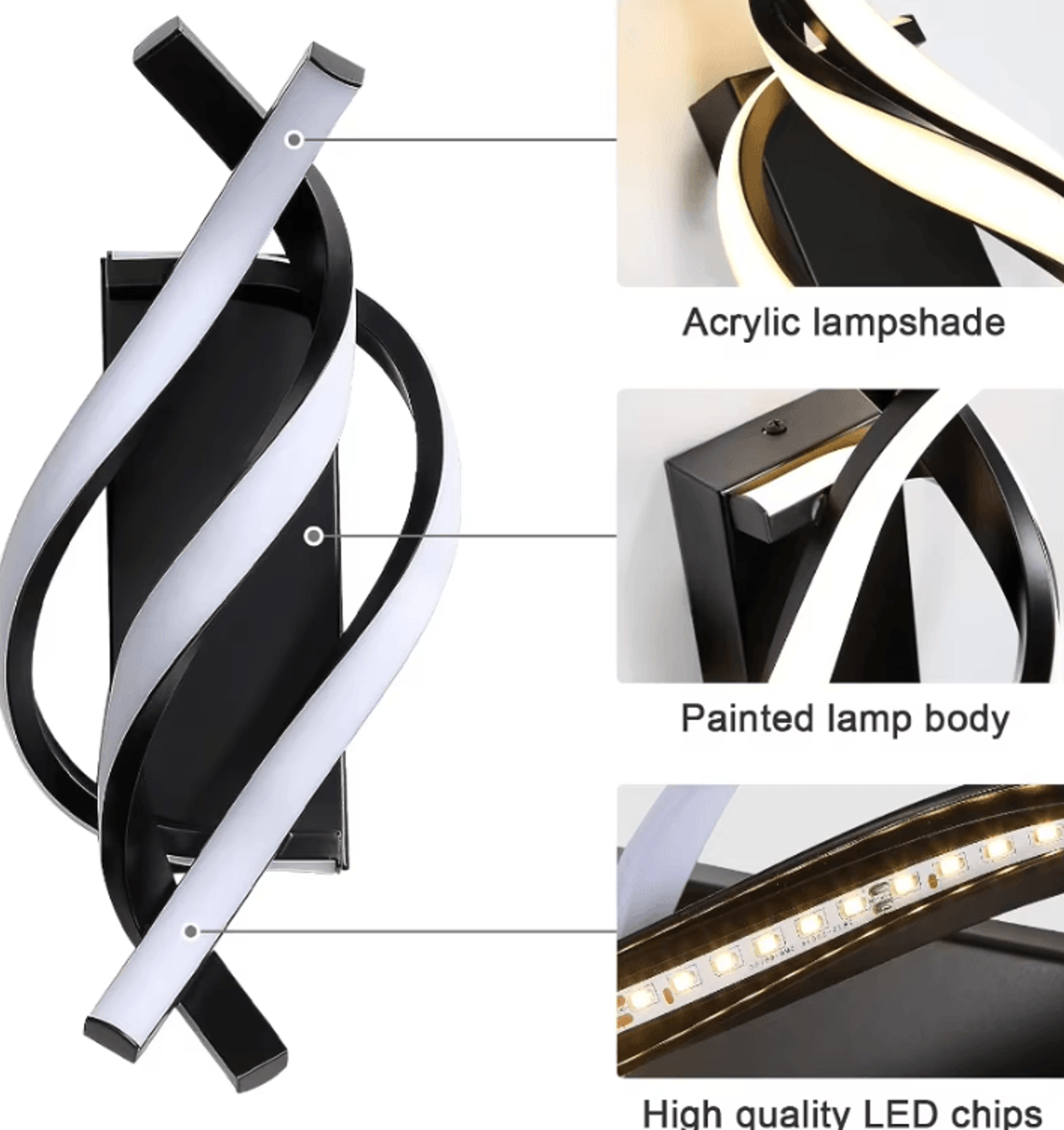 Curved Spiral LED Wall Light Modern Decorative Sconce 2