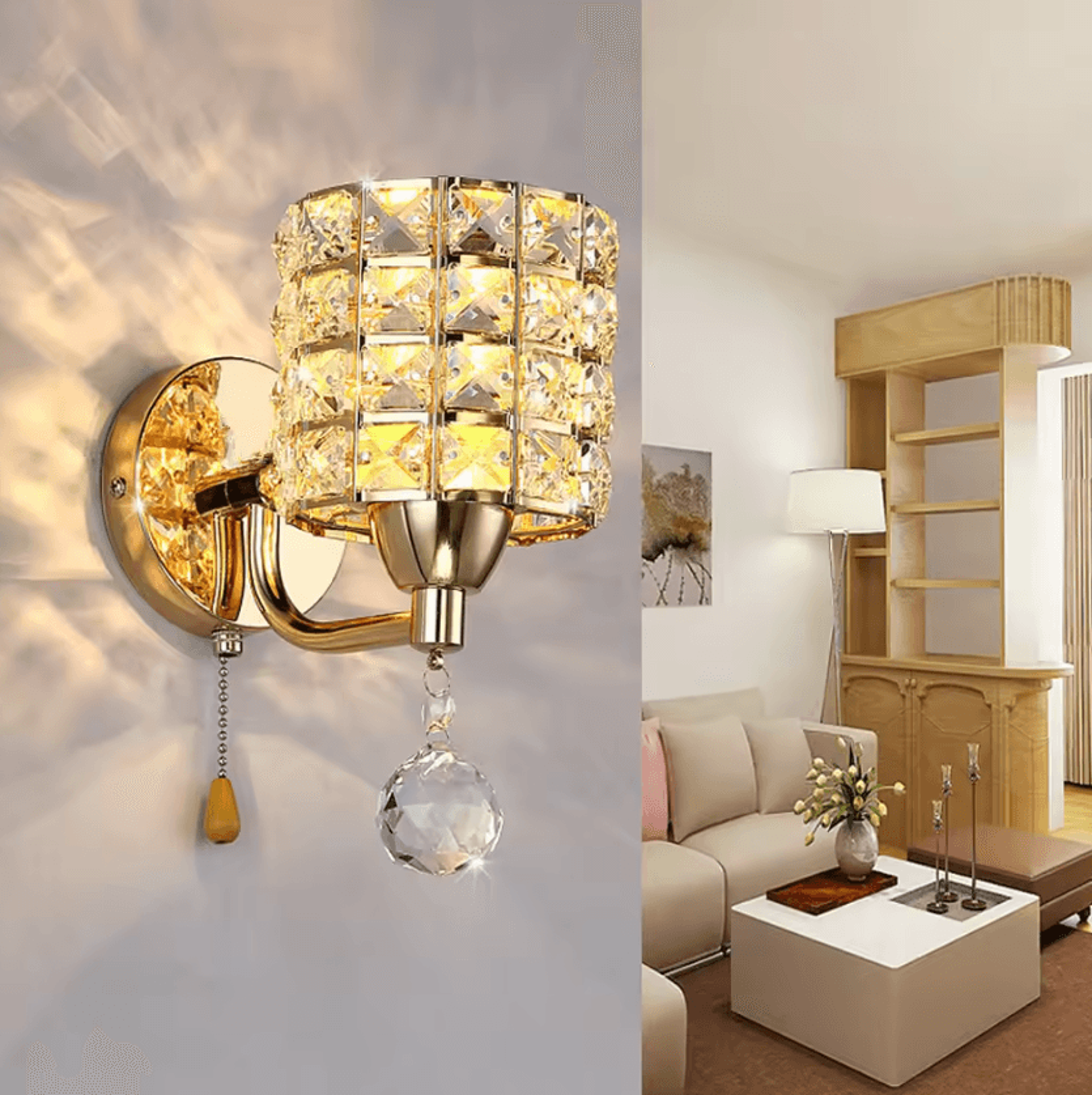 Nordic K9 Crystal Wall Lamp With Switch 1