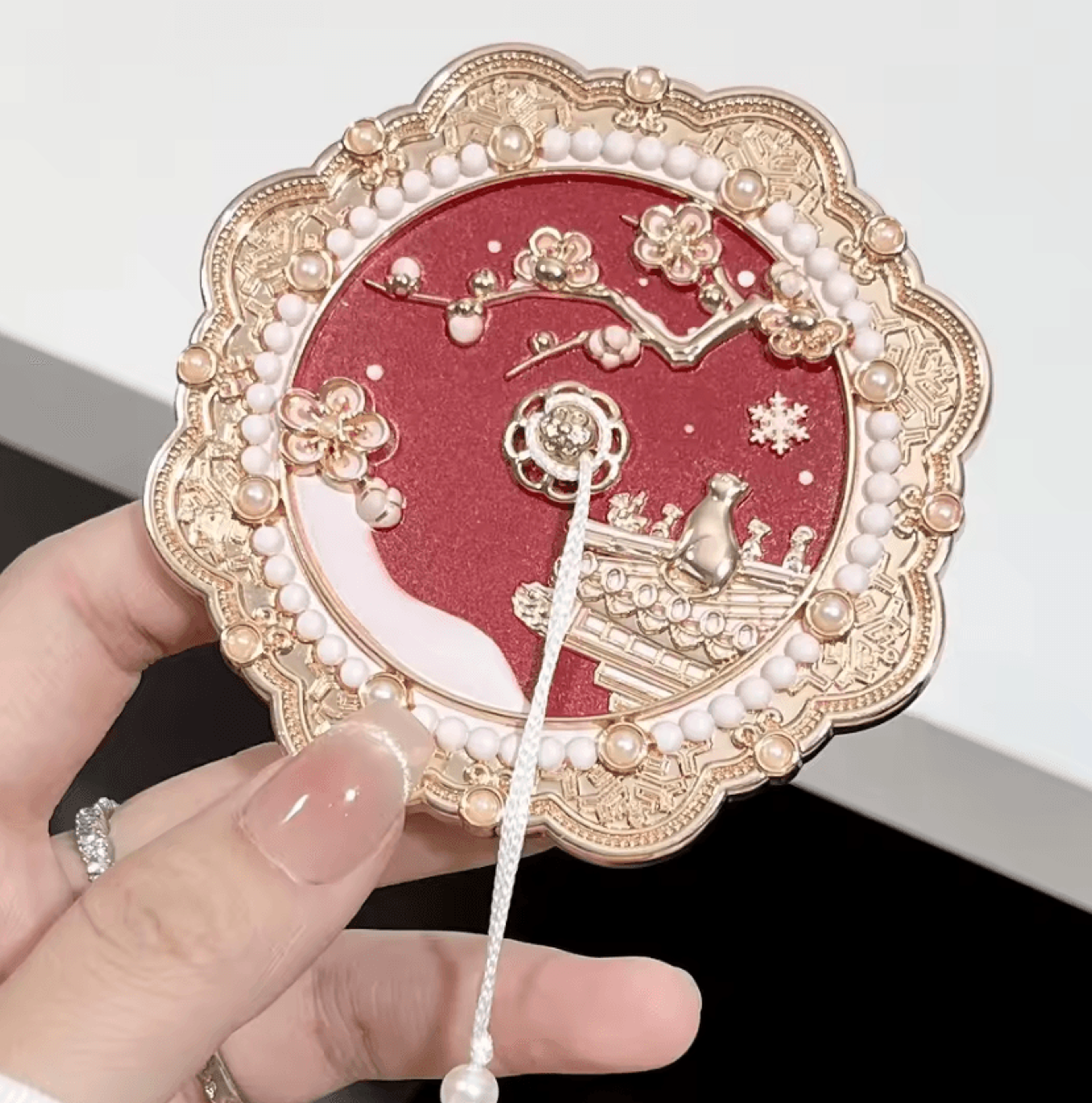 Water Hibiscus Vintage Handheld Makeup Mirror 5