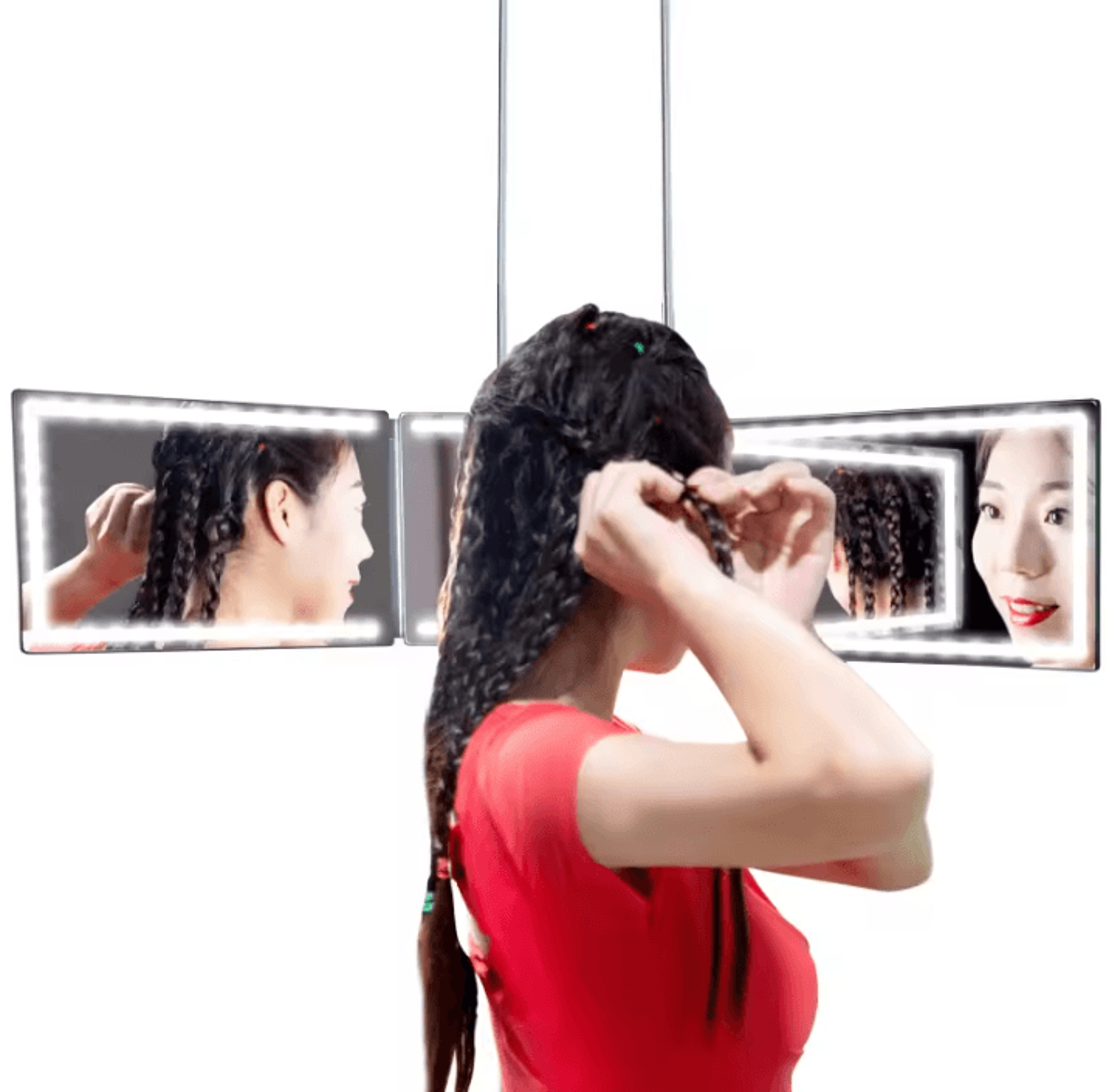 3 Way LED Hair Cutting Mirror With 360 Degree Trifold Design 2