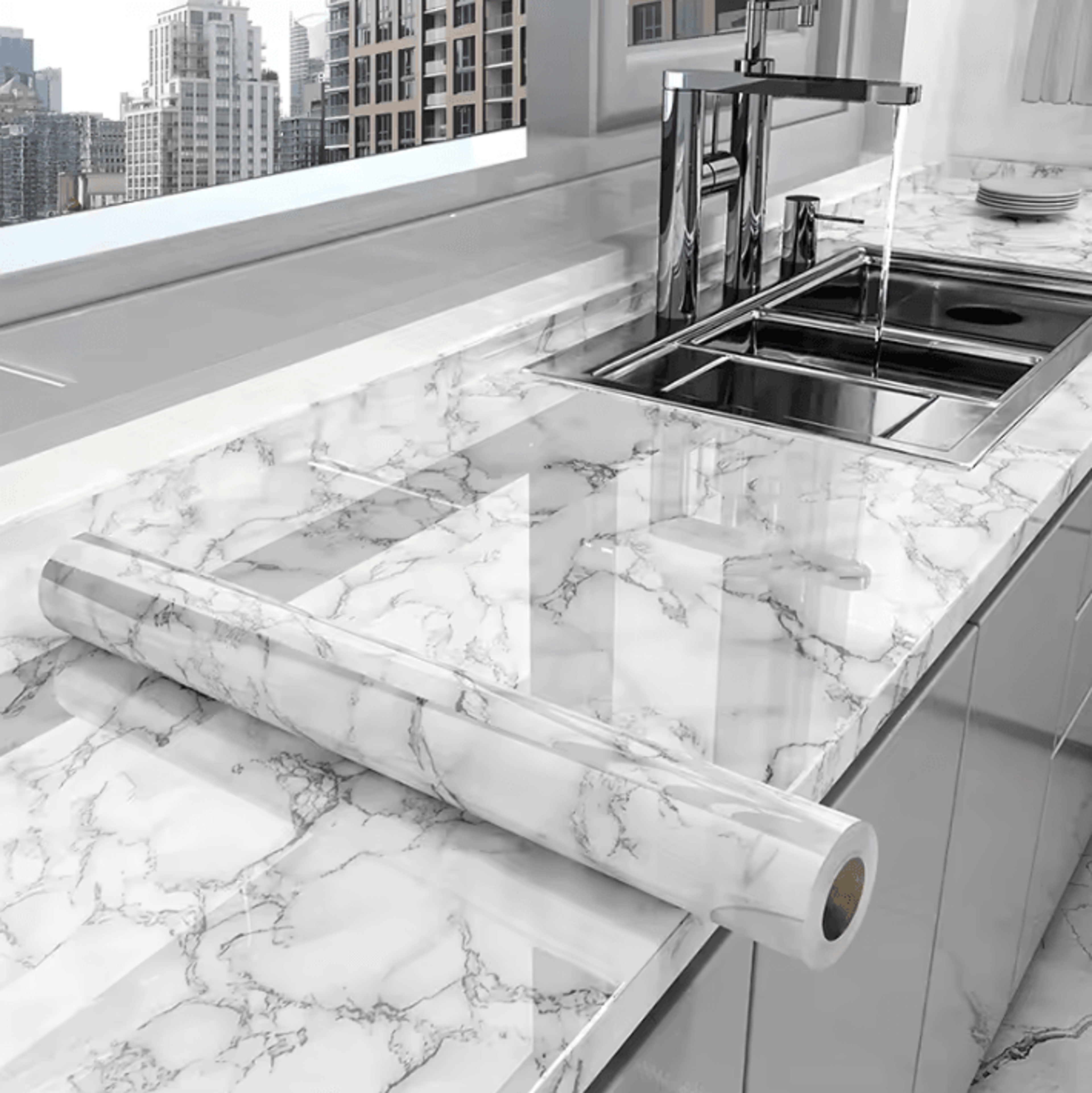 Marble Peel And Stick Waterproof Kitchen Wallpaper 1