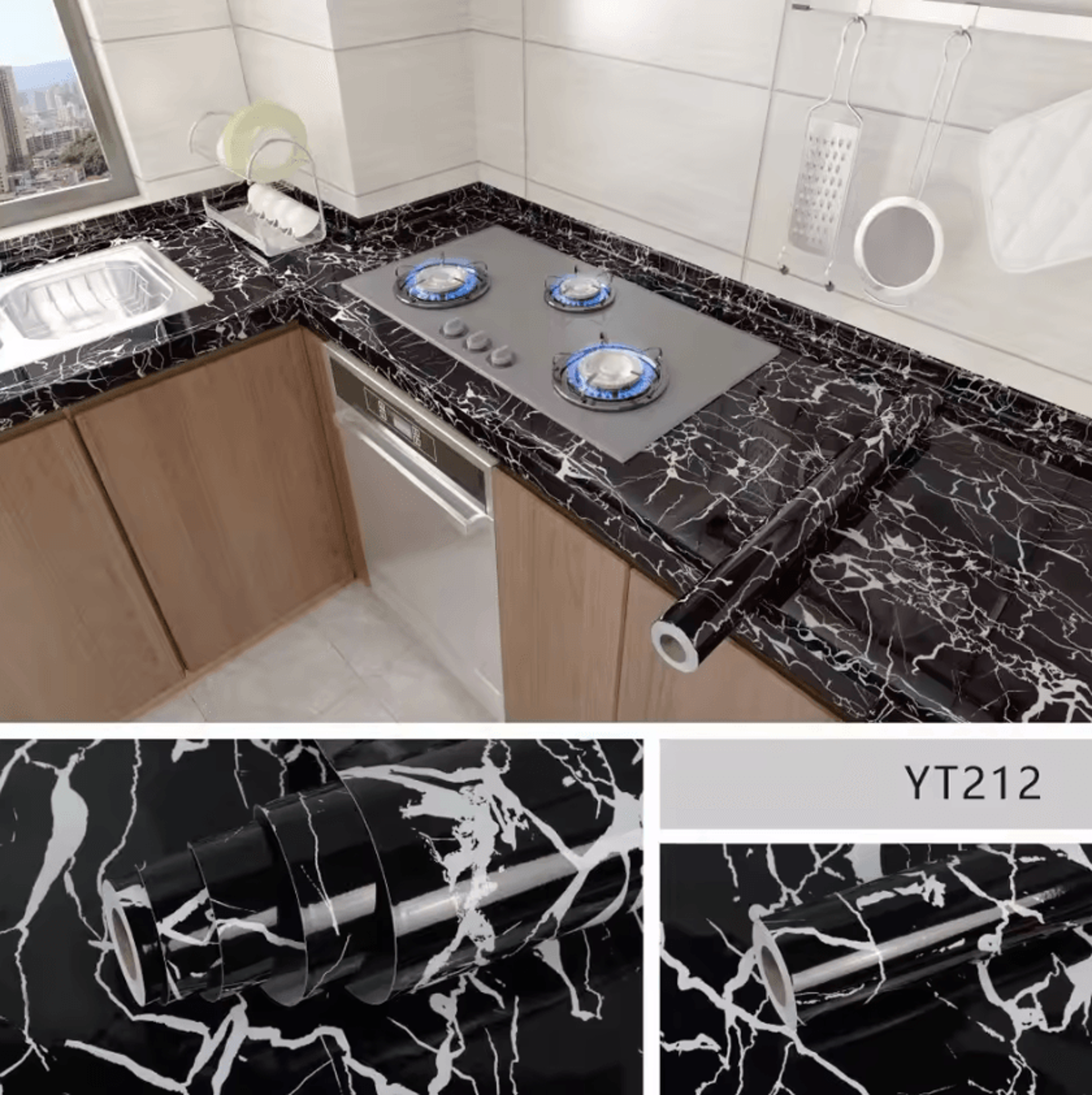 Marble Peel And Stick Waterproof Kitchen Wallpaper 6