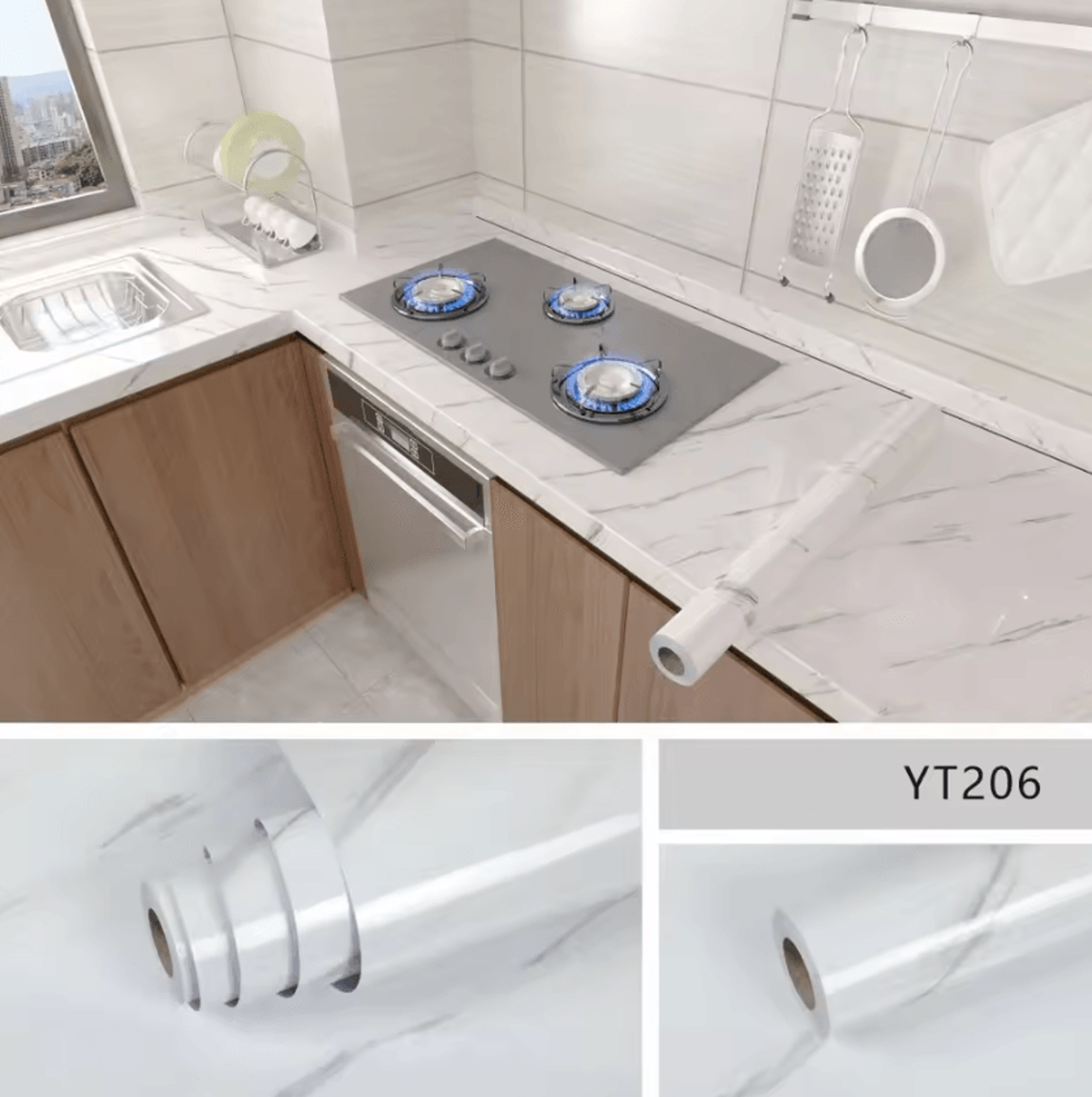Marble Peel And Stick Waterproof Kitchen Wallpaper 9