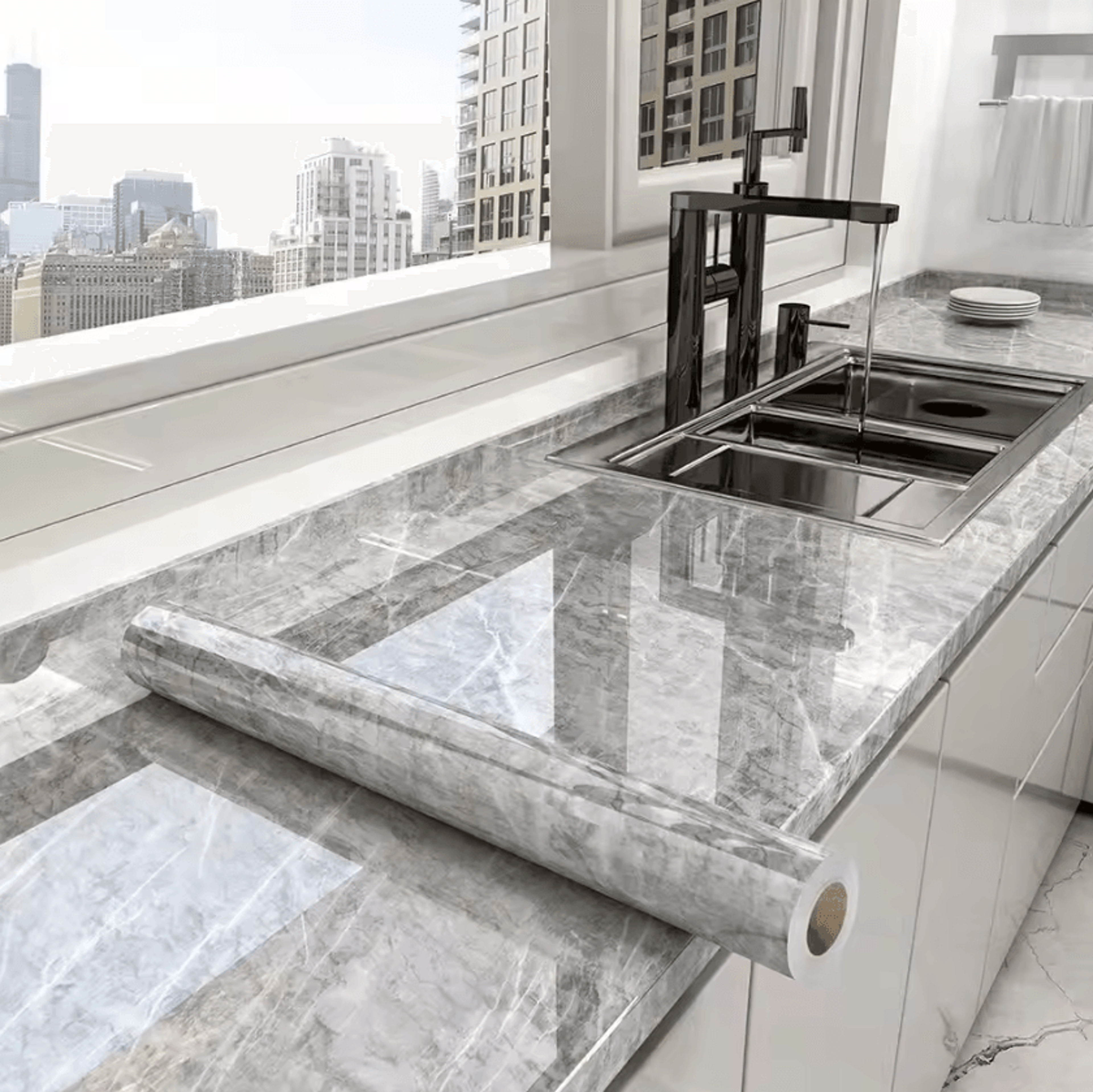Marble Peel And Stick Waterproof Kitchen Wallpaper 2