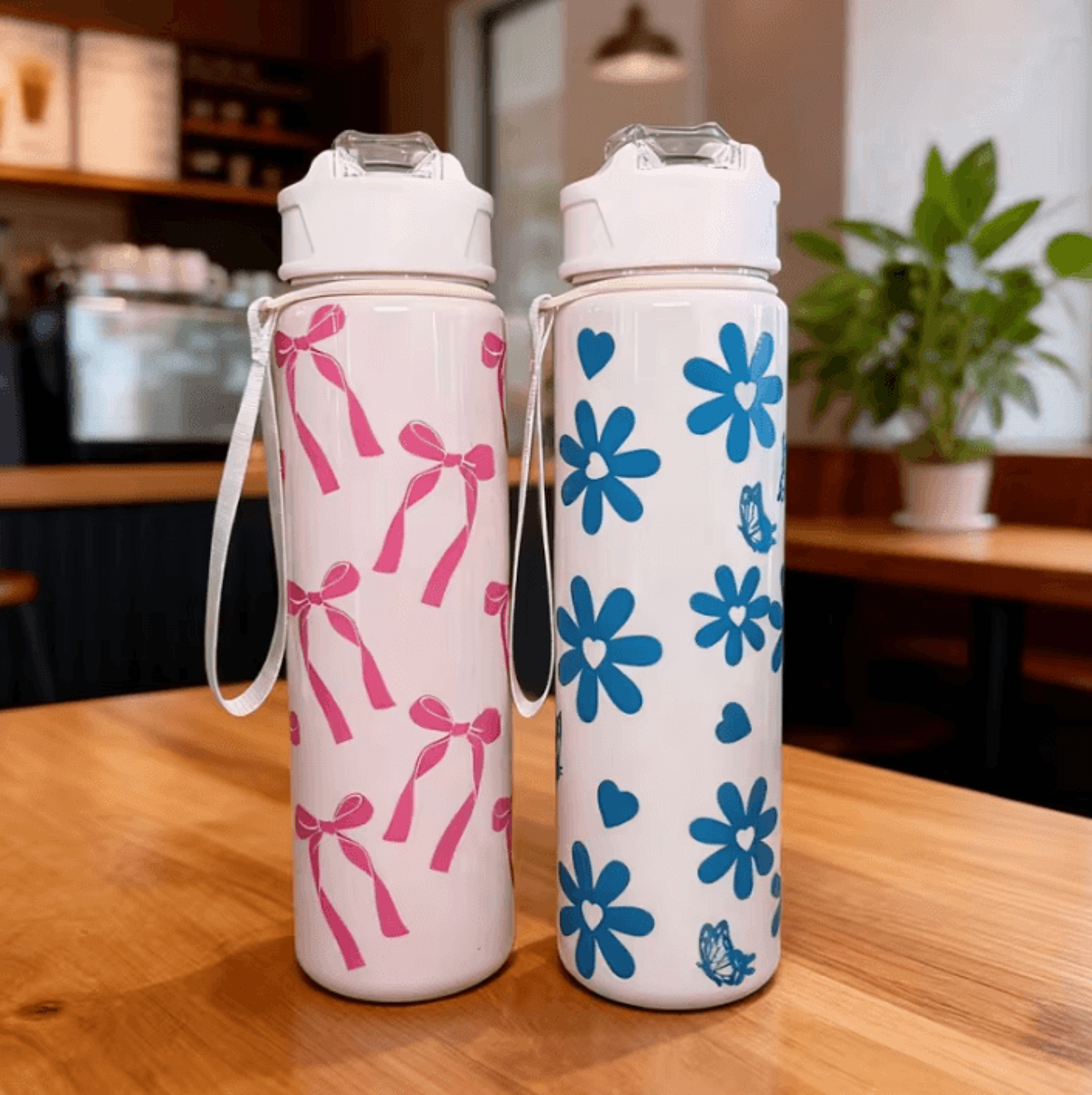 750ml leak proof sports water bottle with straw and carry strap