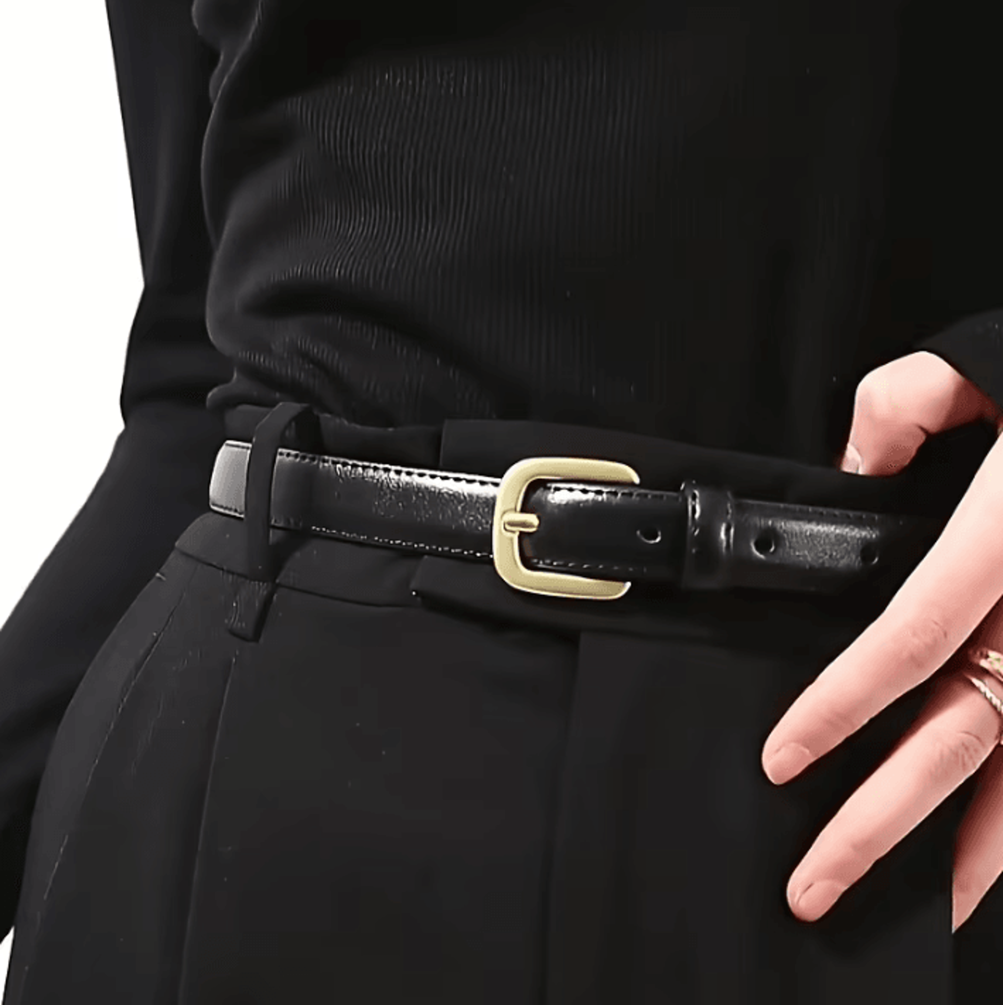 2 Piece Womens Casual Double Loop Buckle Belt Set 1