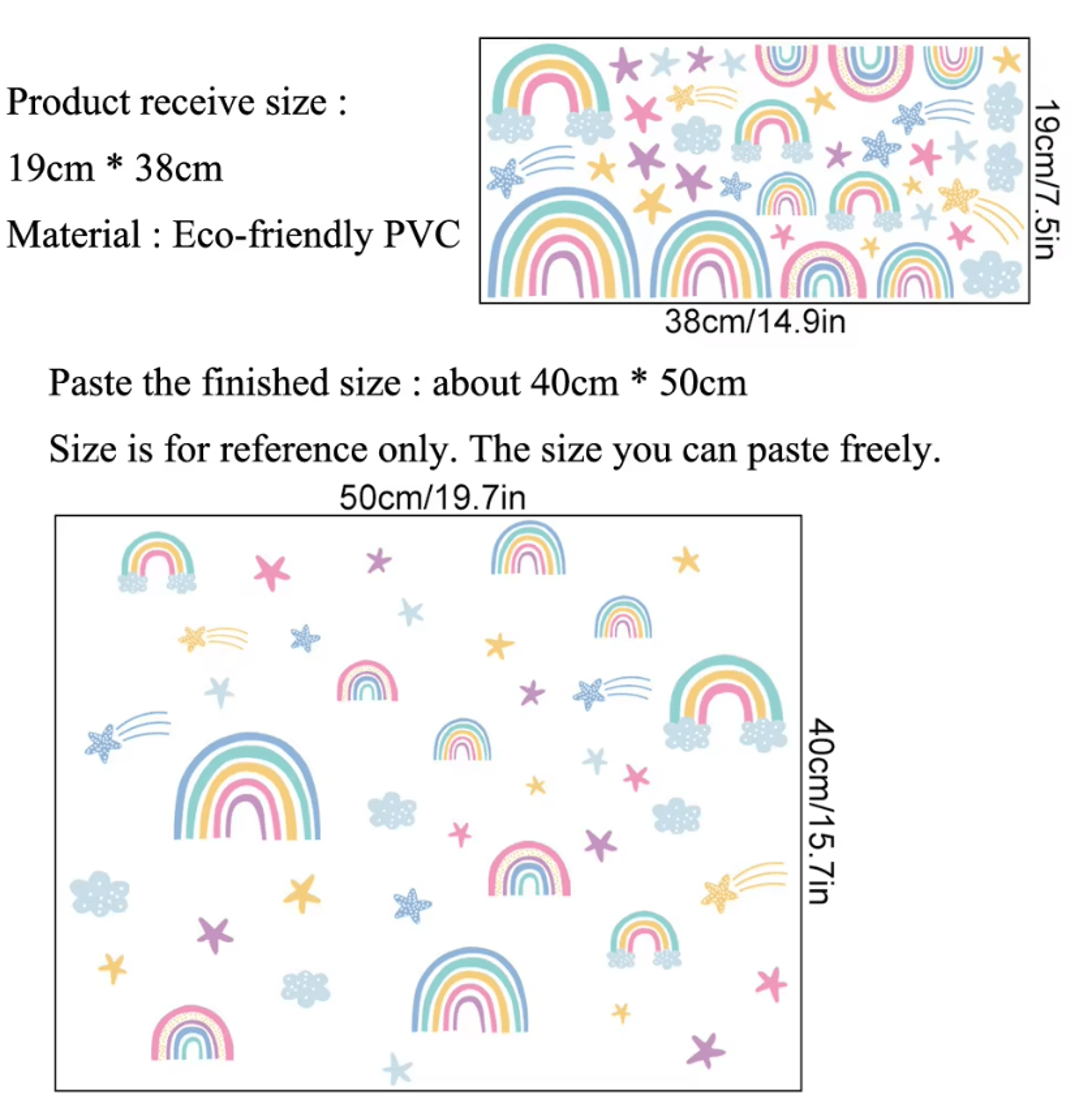 Rainbow Cloud And Stars Glow In The Dark Wall Stickers 2