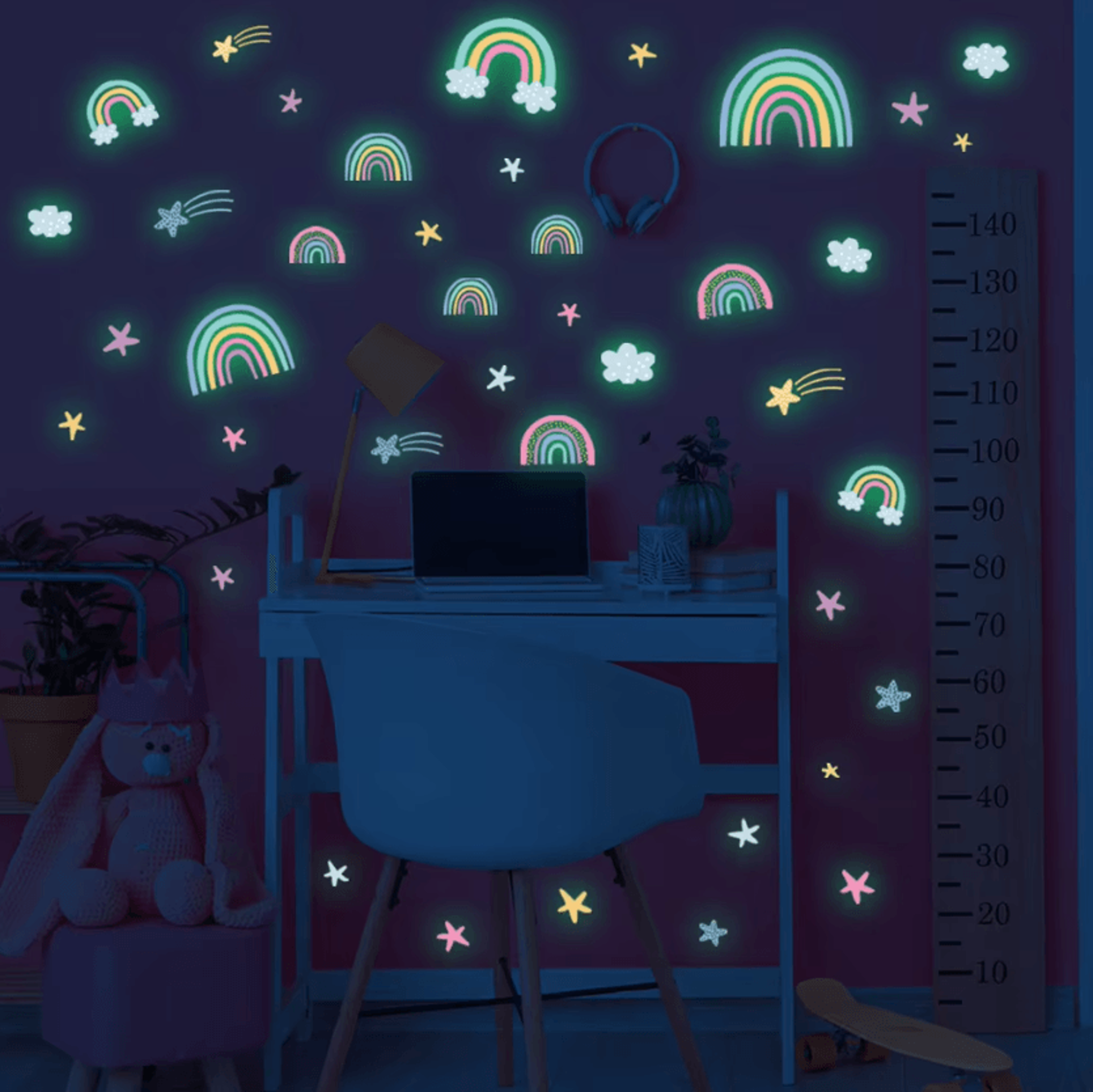 Rainbow Cloud And Stars Glow In The Dark Wall Stickers 5