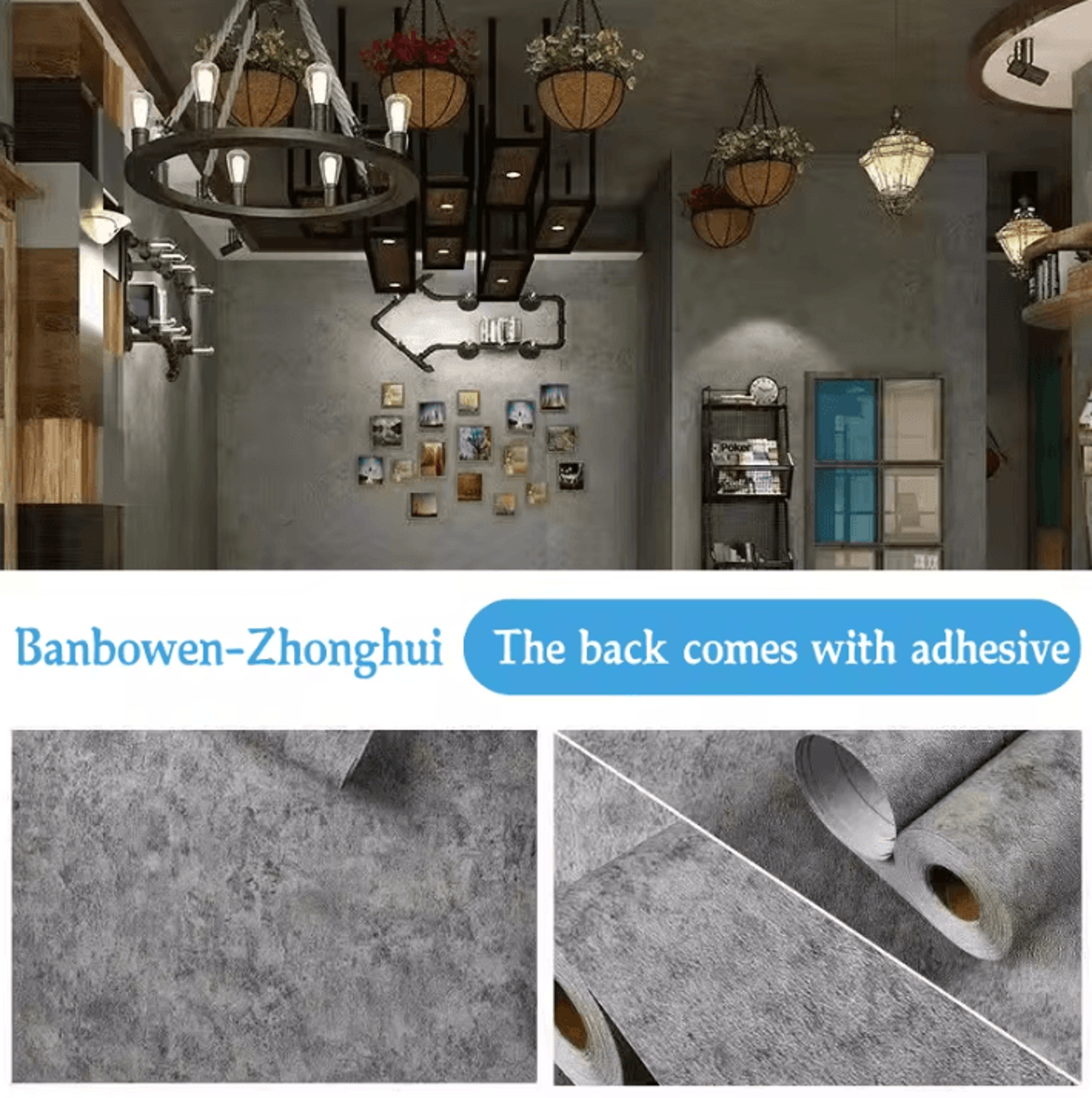 Dark Gray Industrial Peel And Stick Waterproof Wallpaper 5