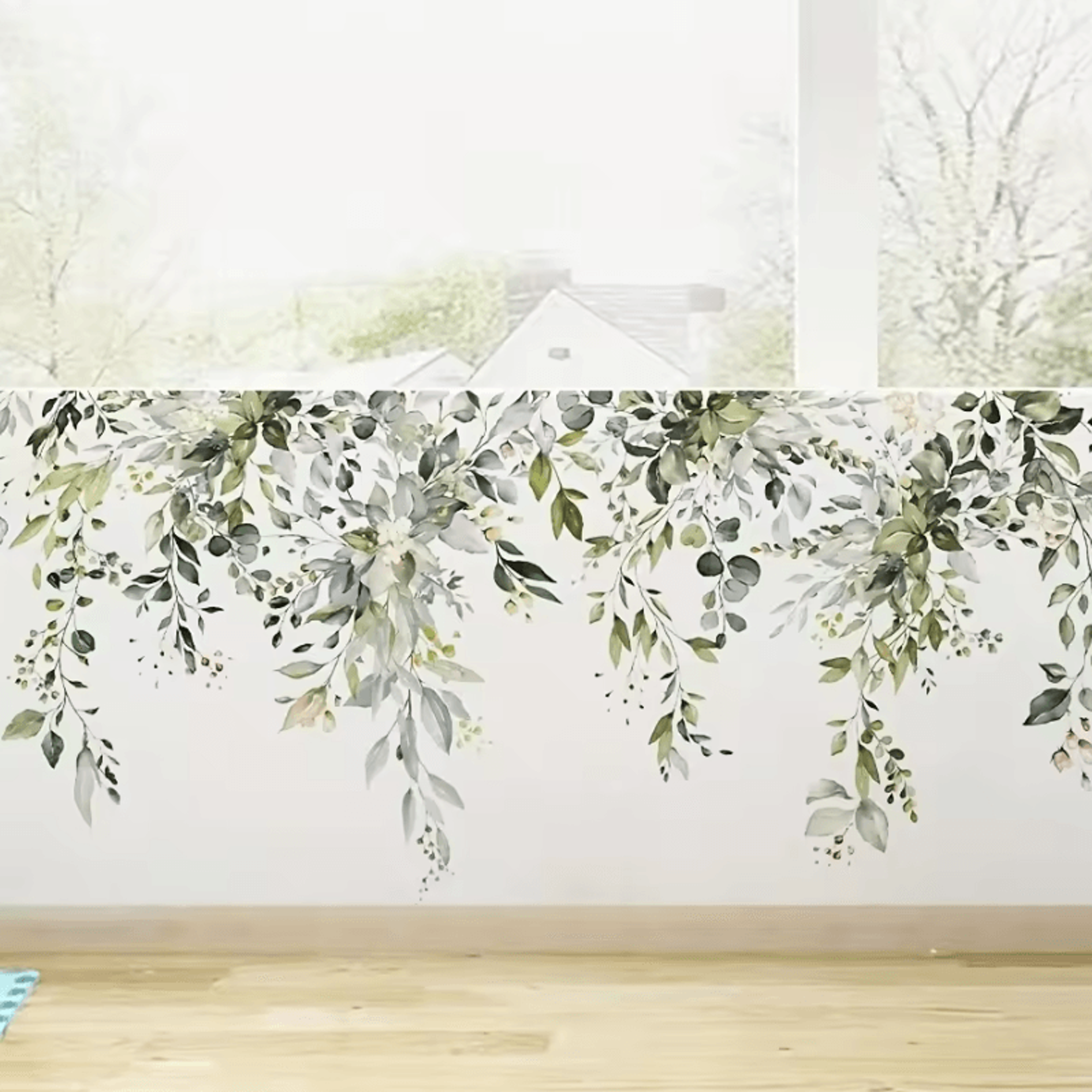 2 Piece Green Leaf Vine Flower Self Adhesive Wall Stickers 4