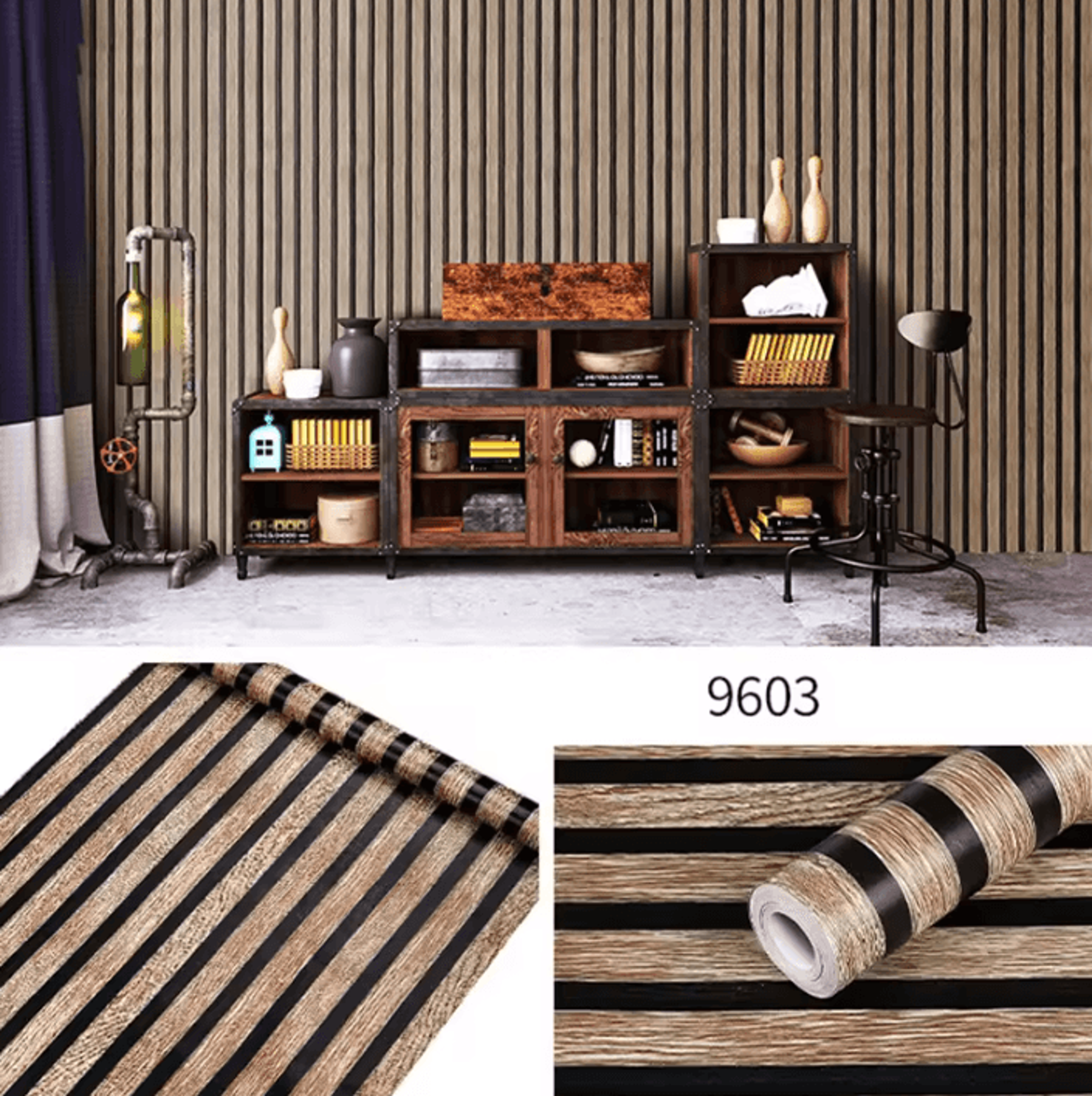 45cm Striped Grille Peel And Stick Wallpaper Waterproof Wall Decor 2