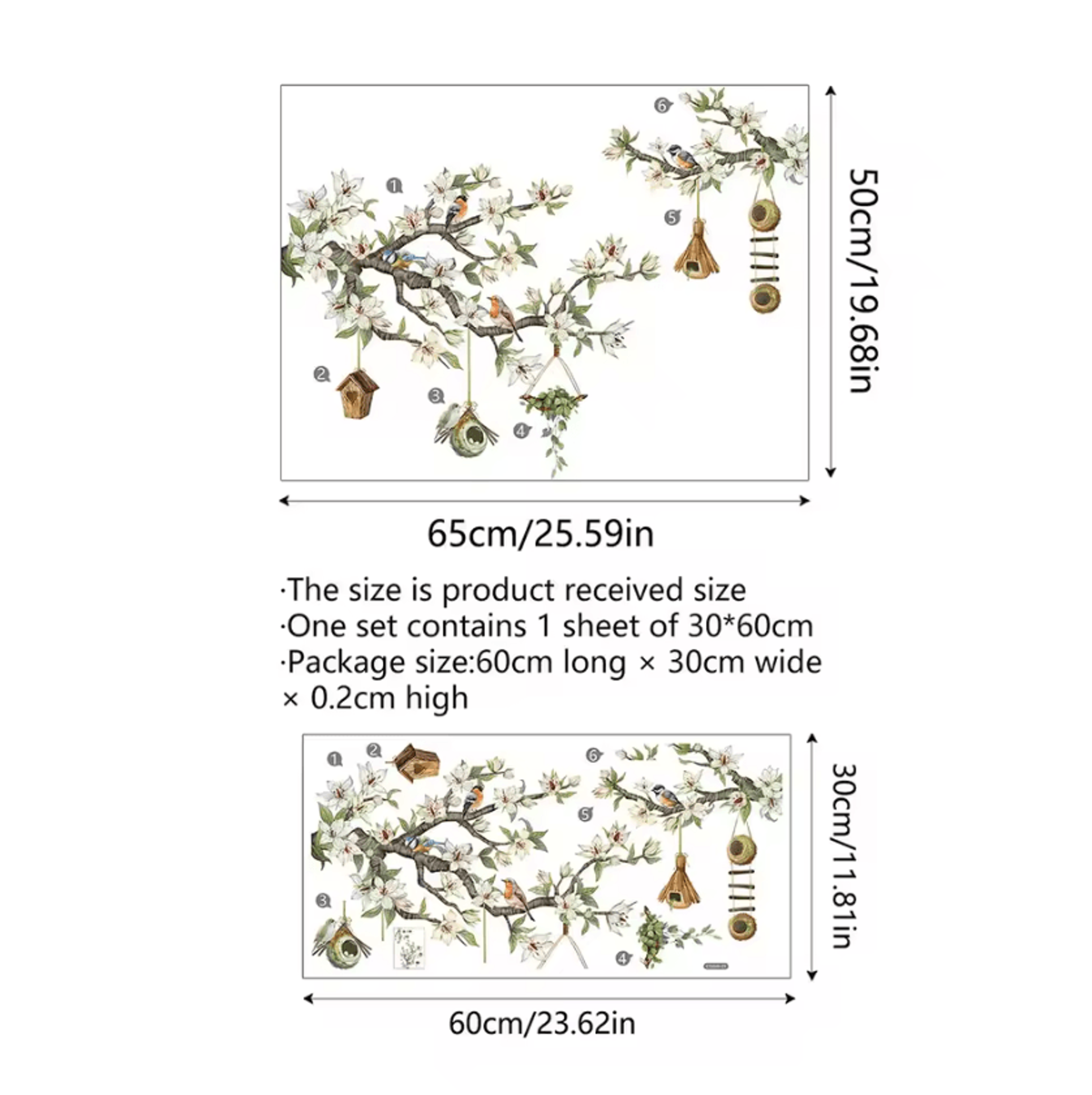 Birds On Flower Branch Peel And Stick Wall Decal 4