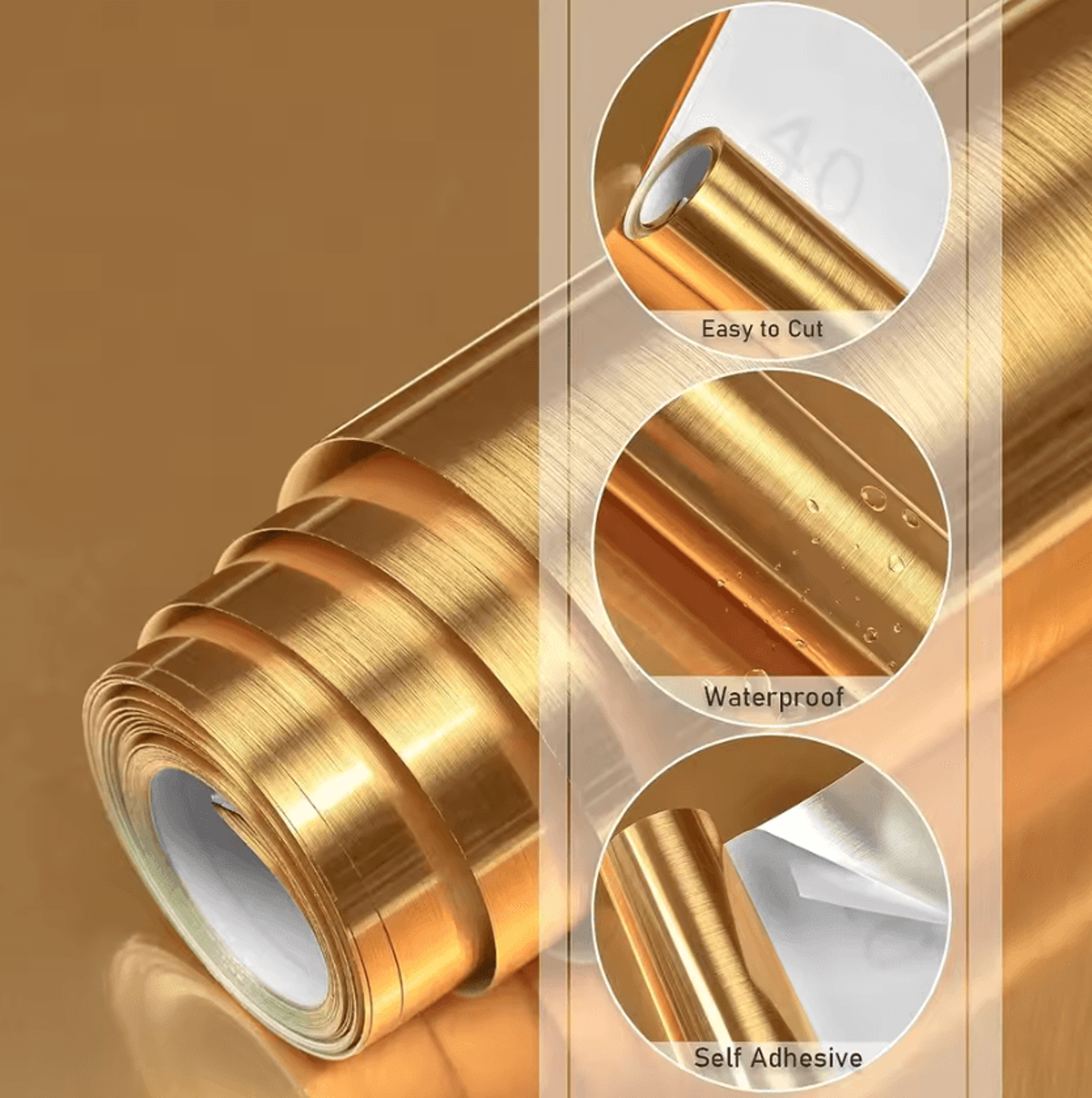 brushed metallic gold and silver peel and stick furniture wrap