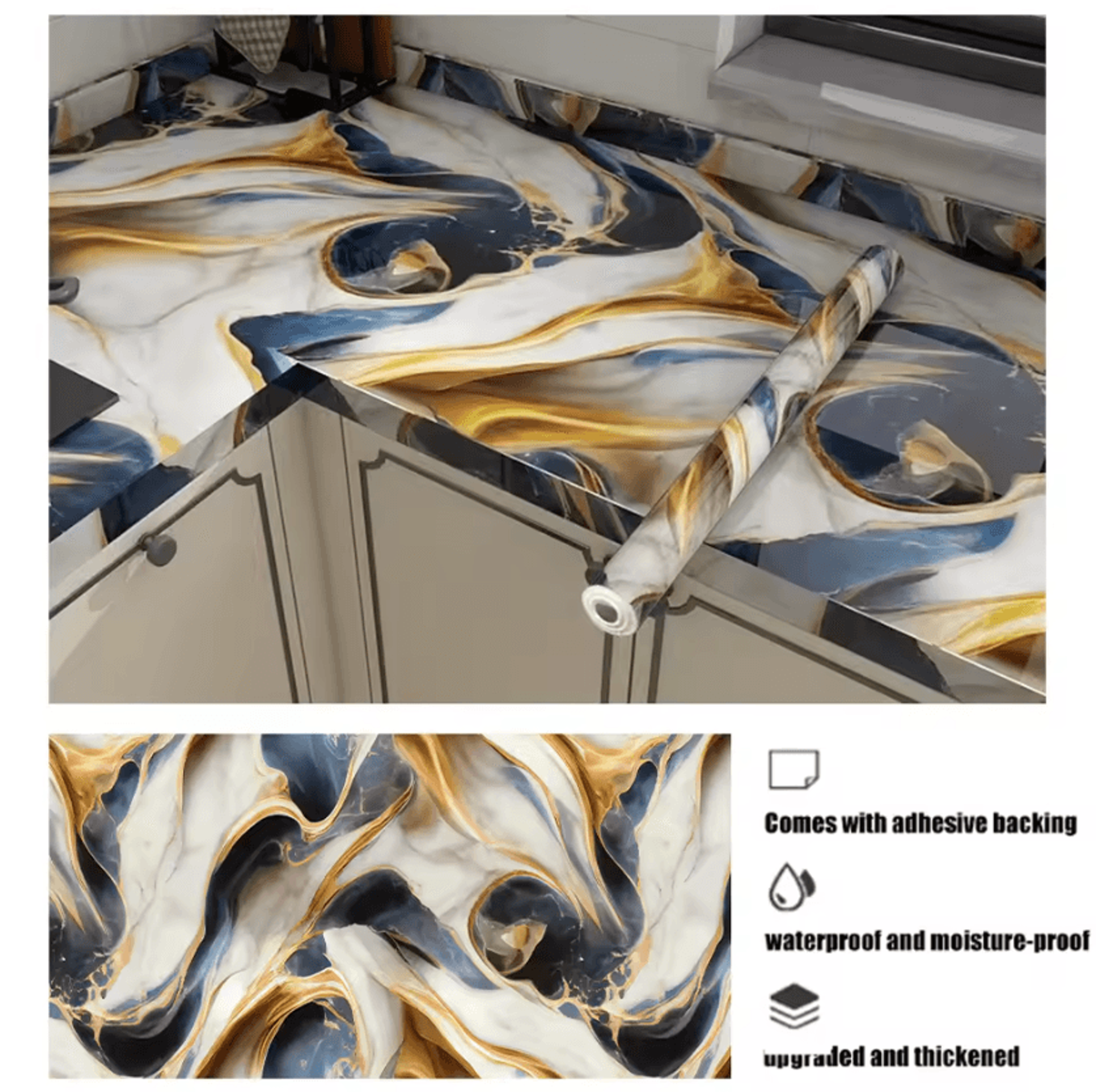 40CM Marble Peel And Stick Countertop Wallpaper 7